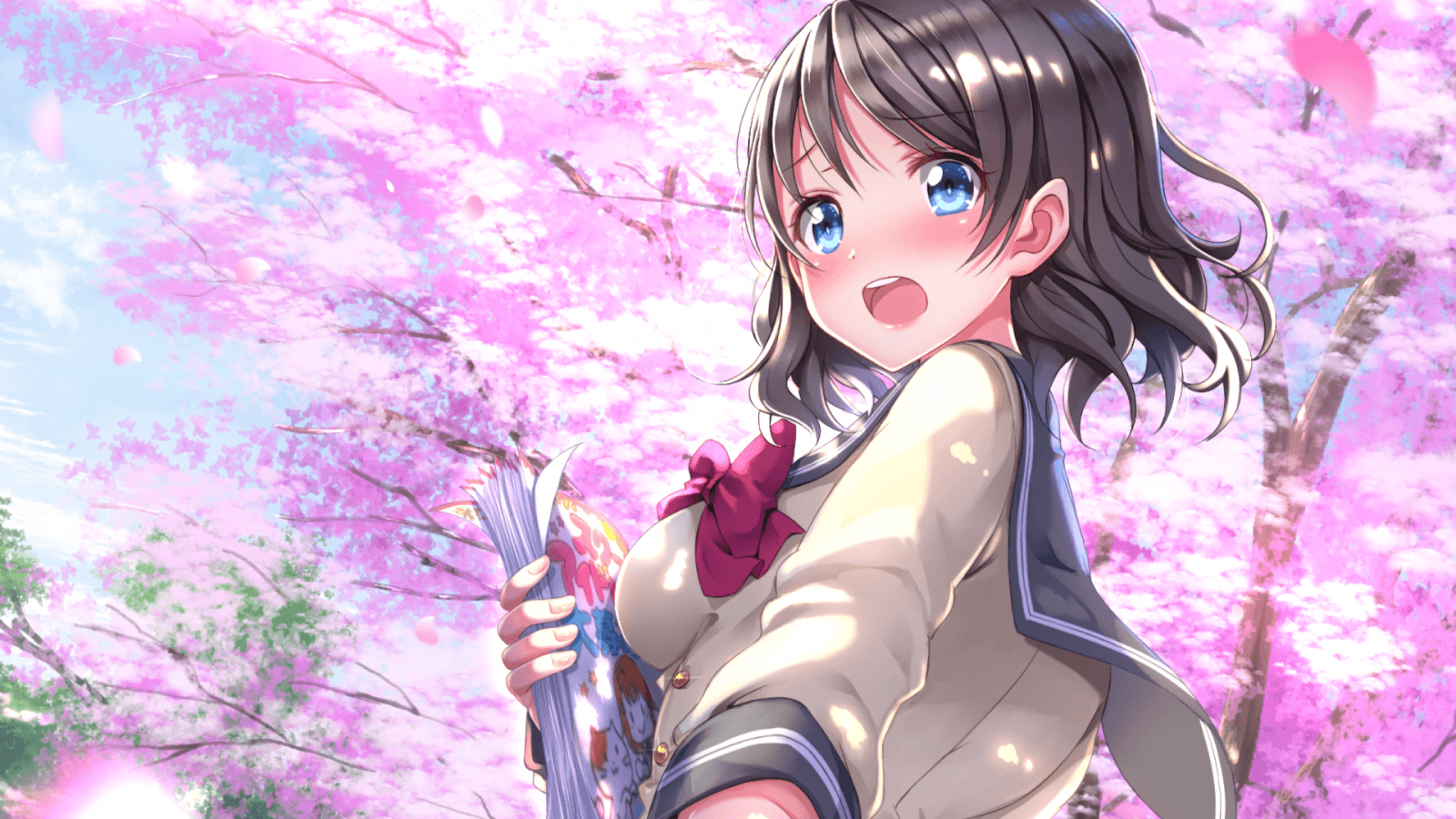 Download 1600x900 Love Live, Watanabe You, Sakura Tree