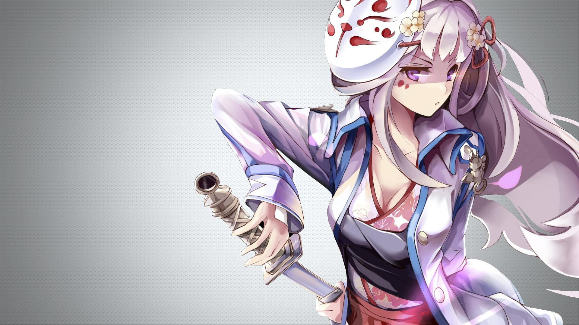 Female holding sword anime illustration HD wallpaper