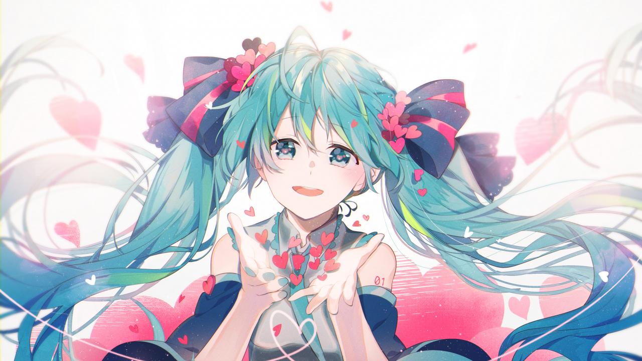 Download Cute, anime girl, Hatsune Miku, artwork wallpaper