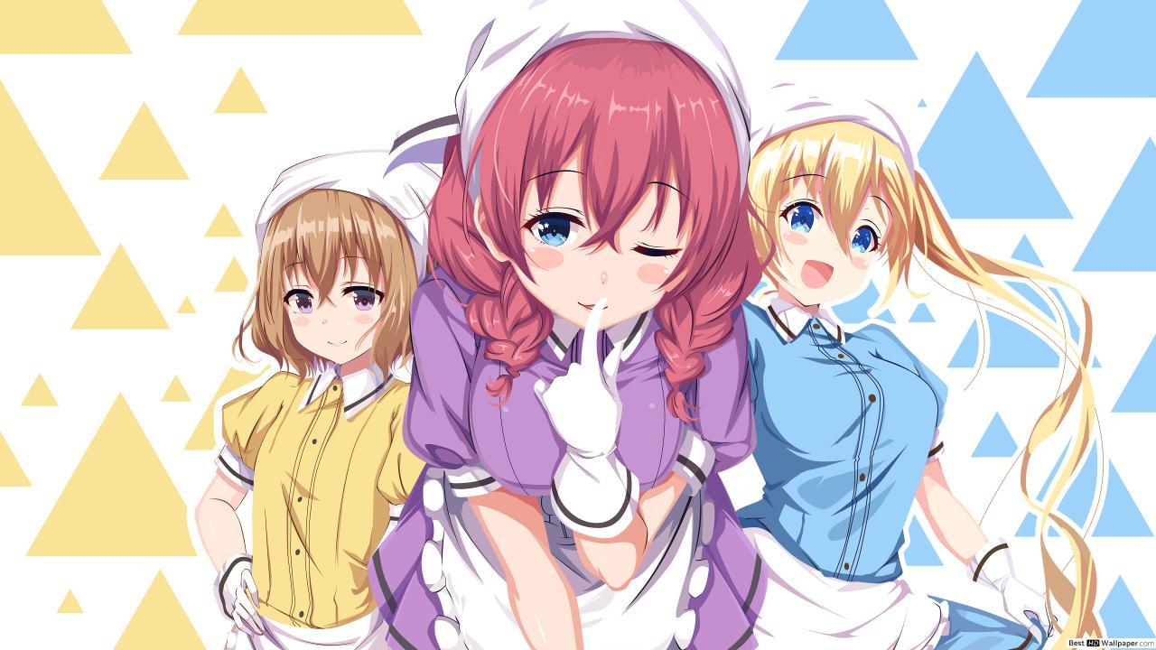 Anime cute waitresses HD wallpaper download