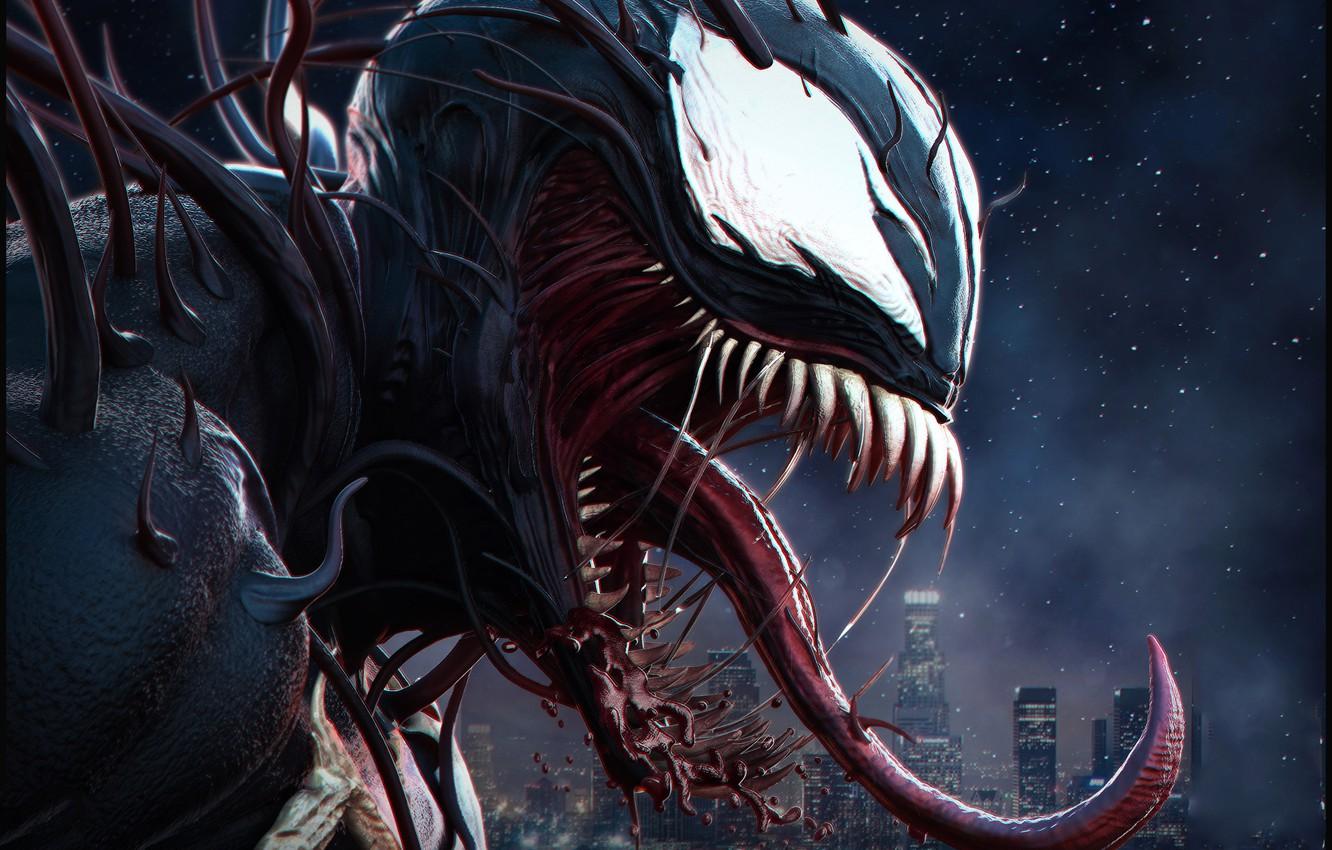 Wallpaper language, night, comics, Venom, Venom, symbiote
