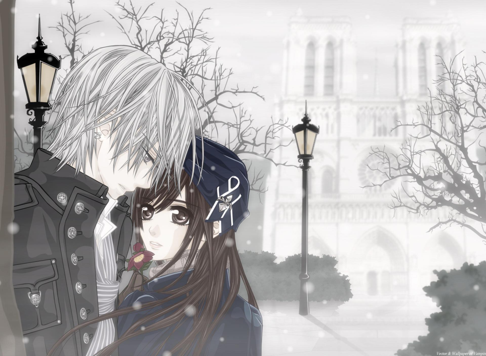 Cute Anime Couple Background Wallpaper