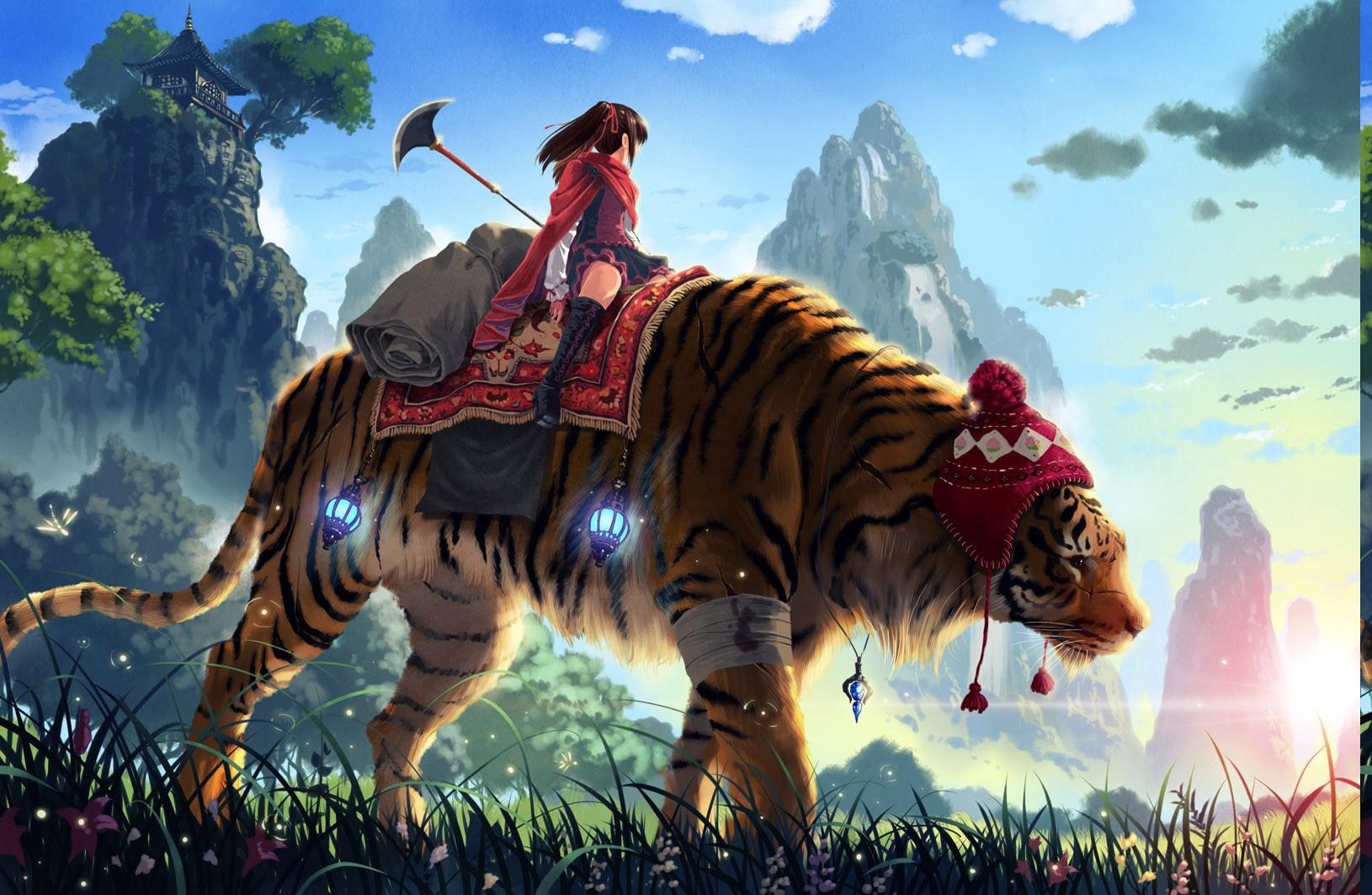 tiger anime girls china wallpaper and background. Anime