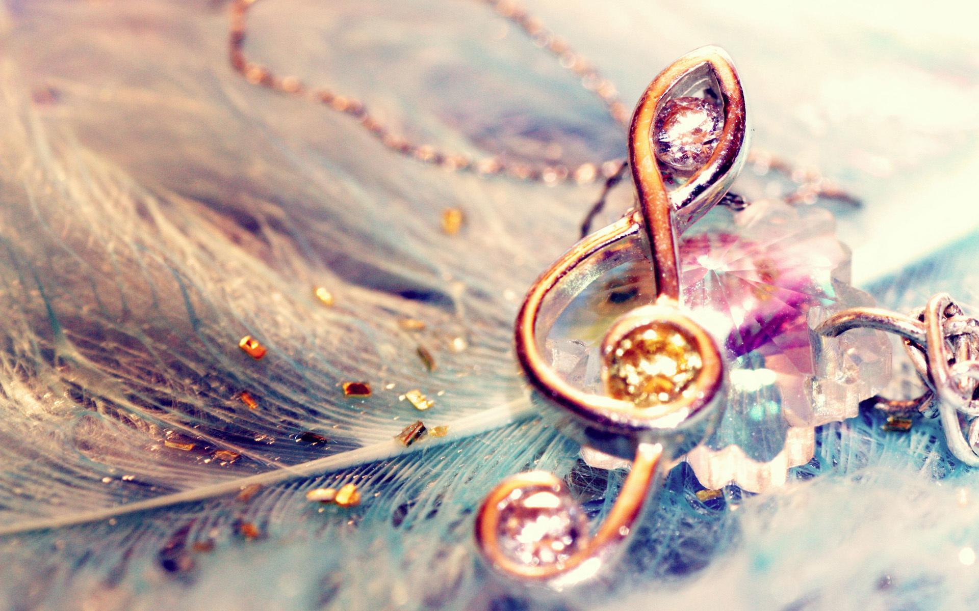 Wallpaper treble clef, feather, Glamour, clef desktop