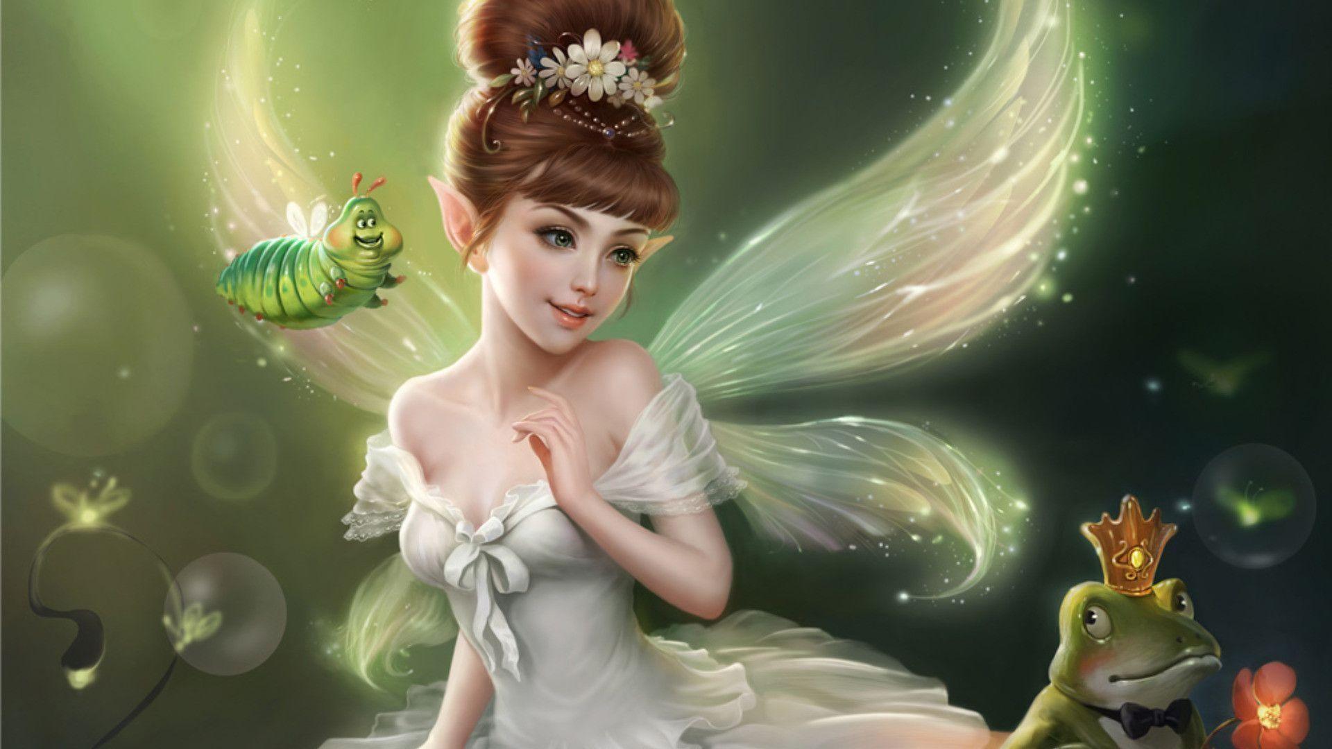 Beautiful Fairy Angel with Large Wings Sitting · Creative Fabrica