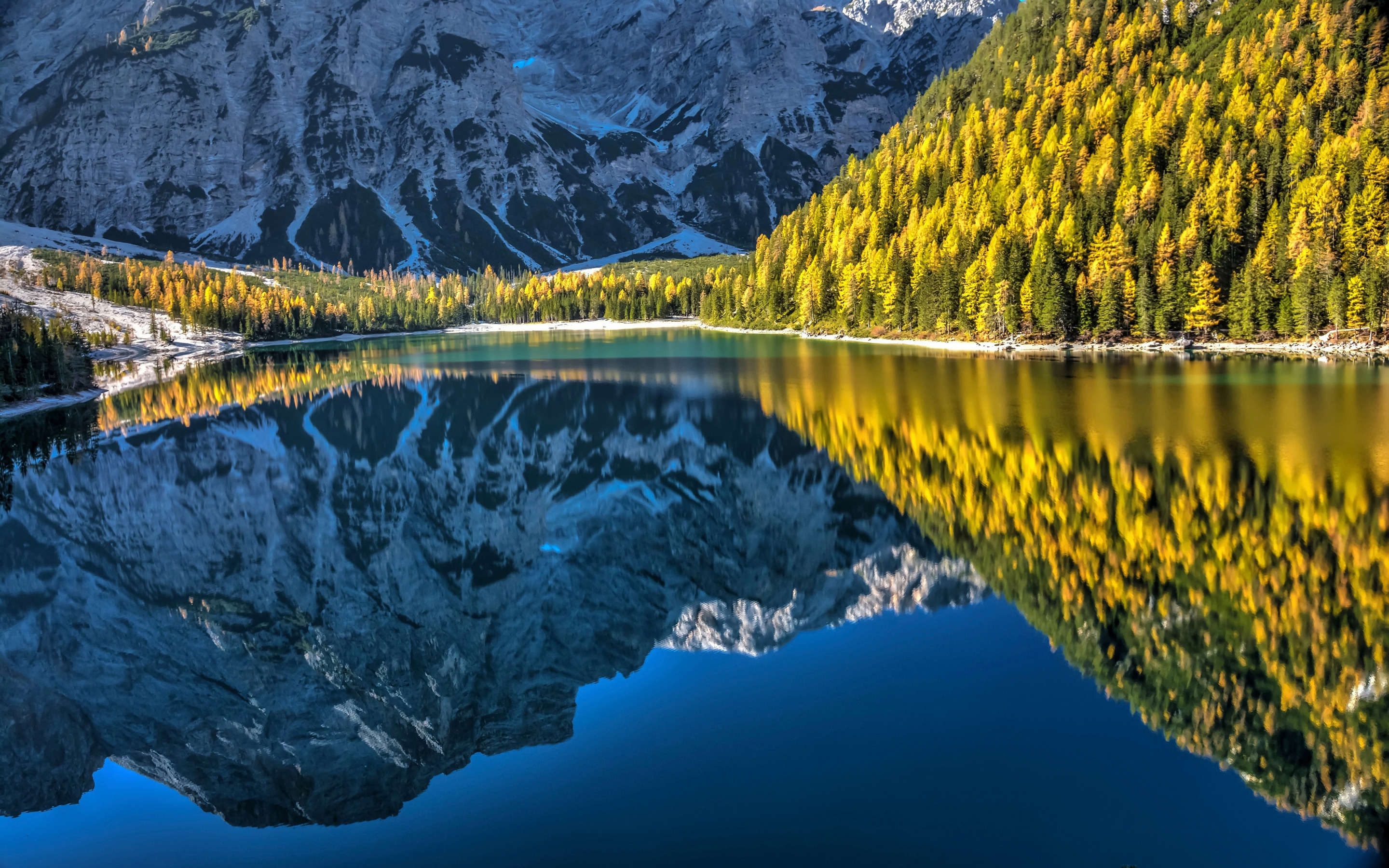 Download wallpaper Lake Braies, Dolomites, mountain lake