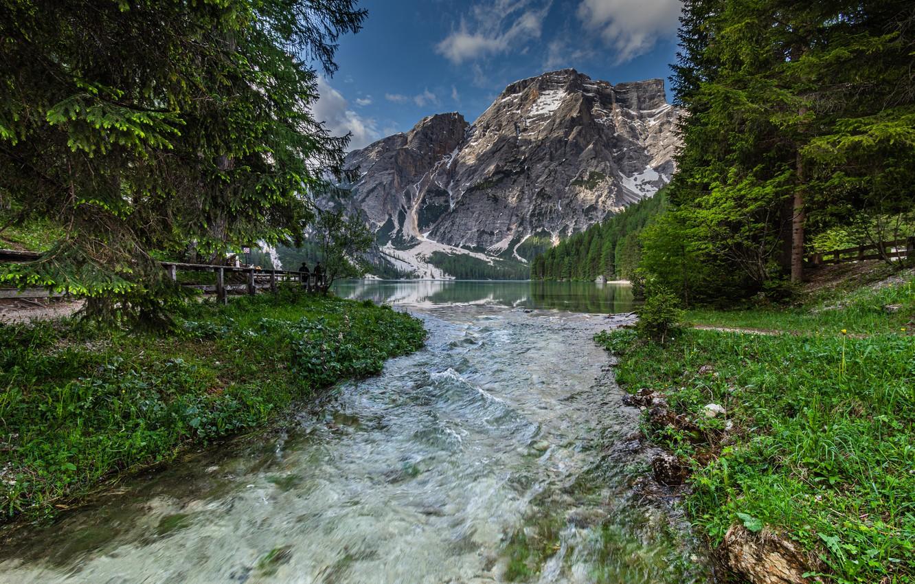 Wallpaper trees, mountains, lake, river, Alps, Italy, Italy