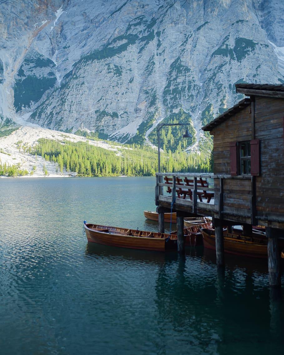 HD wallpaper: nature, water, outdoors, boat, lago di braies