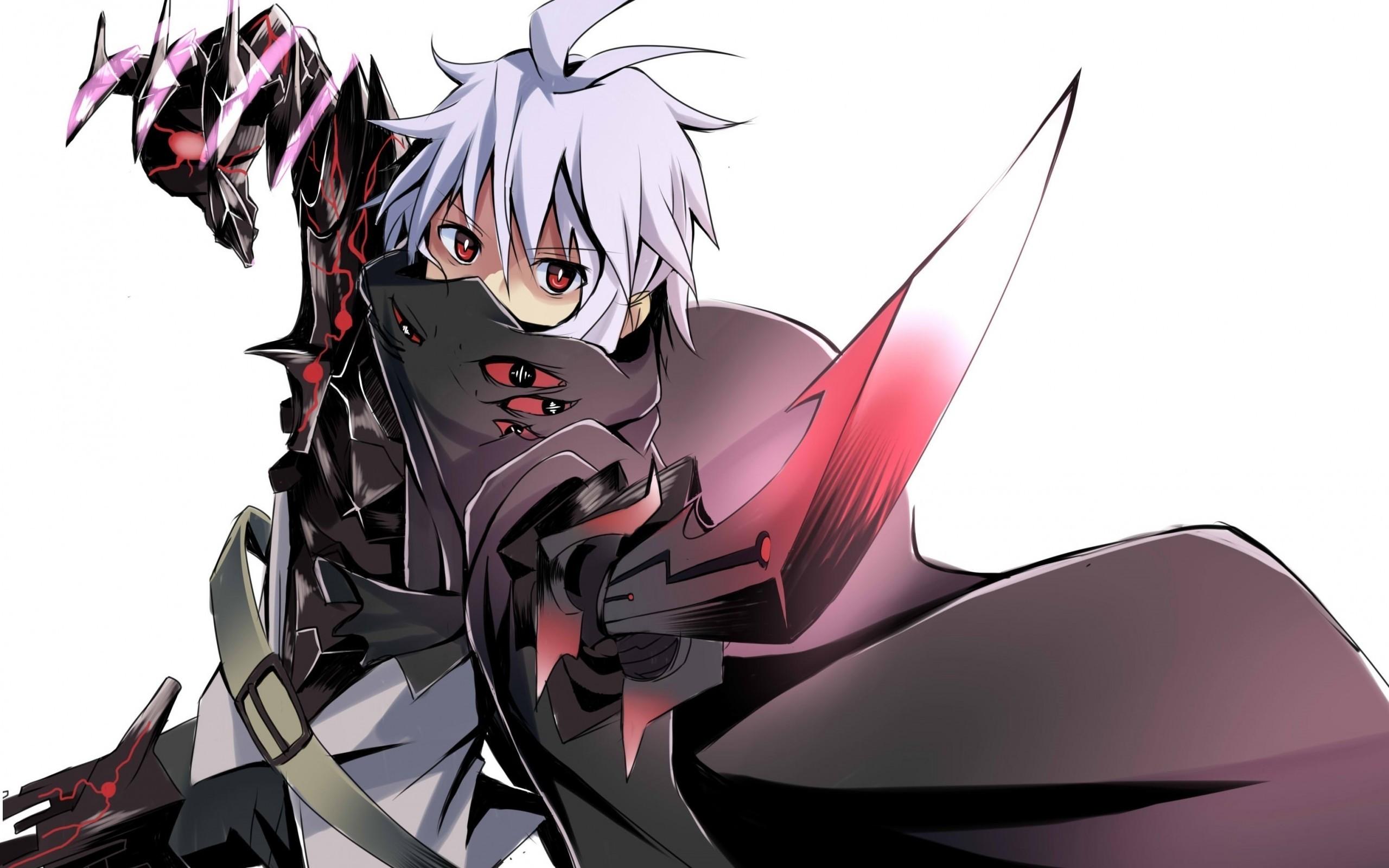 Download 2560x1600 Anime Boy, Demon, Weapon, White Hair Wallpaper