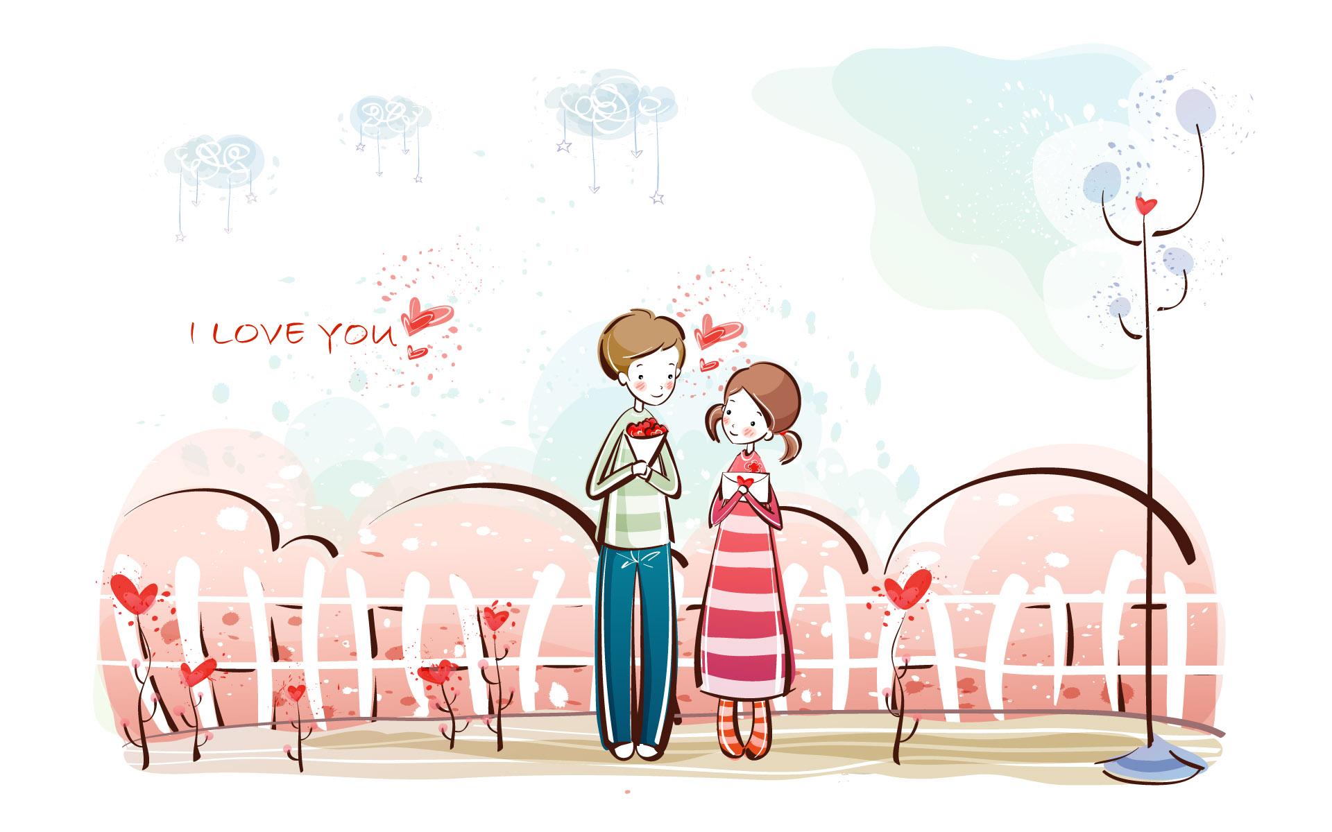 Valentine's day Wallpaper's Day Cartoon's Day Couple's Day Vector 1920x1200 NO.14 Desktop Wallpaper