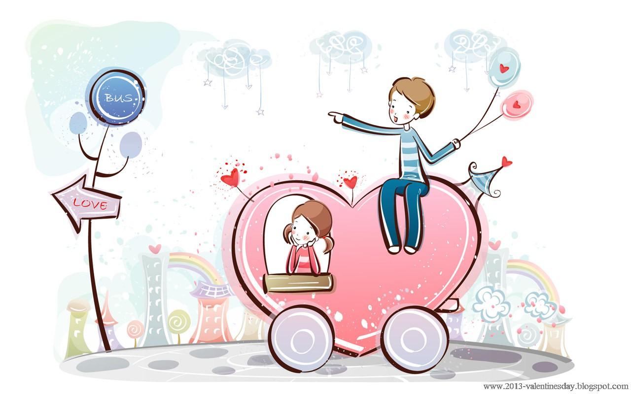 Cute Cartoon Couple Love HD Wallpaper For Valentines Cute