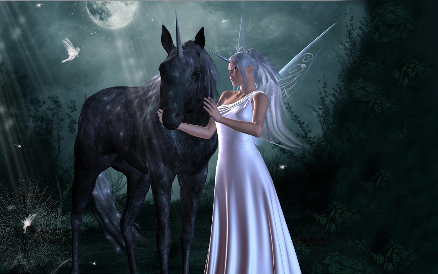 Picture Unicorns Girls Fantasy 3D Graphics