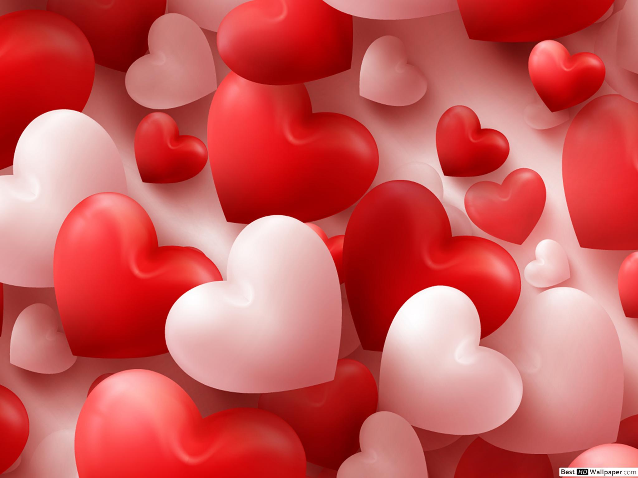 Valentine's day heart balloons 2K wallpaper download