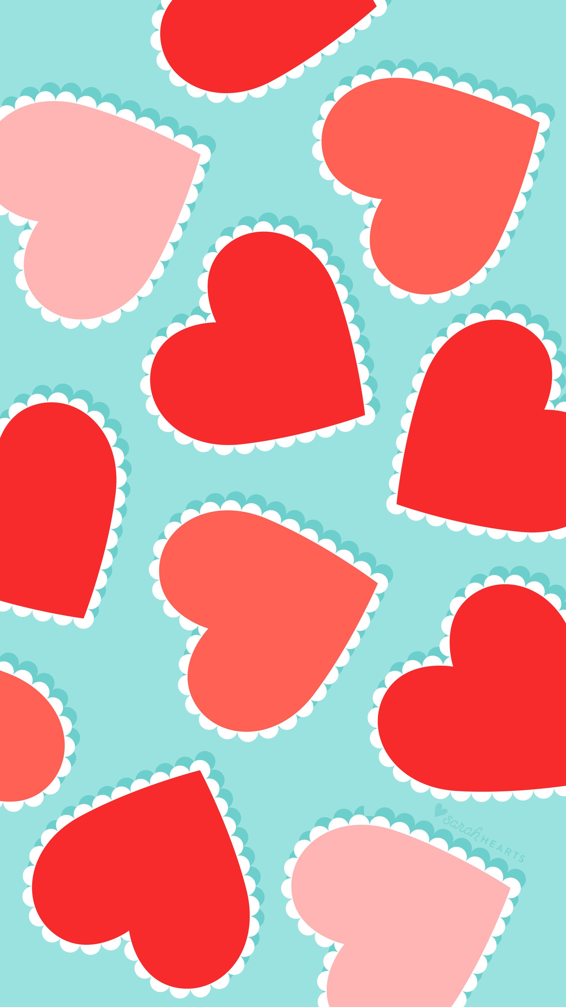 Free Scalloped Heart Valentine's Day Wallpaper