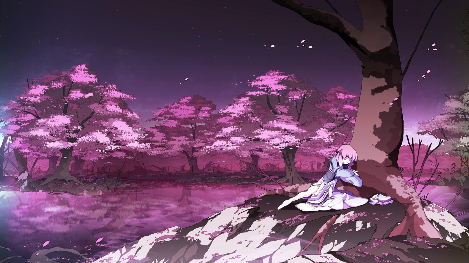 free skin wallpaper: Purple Anime Background 1920x1080