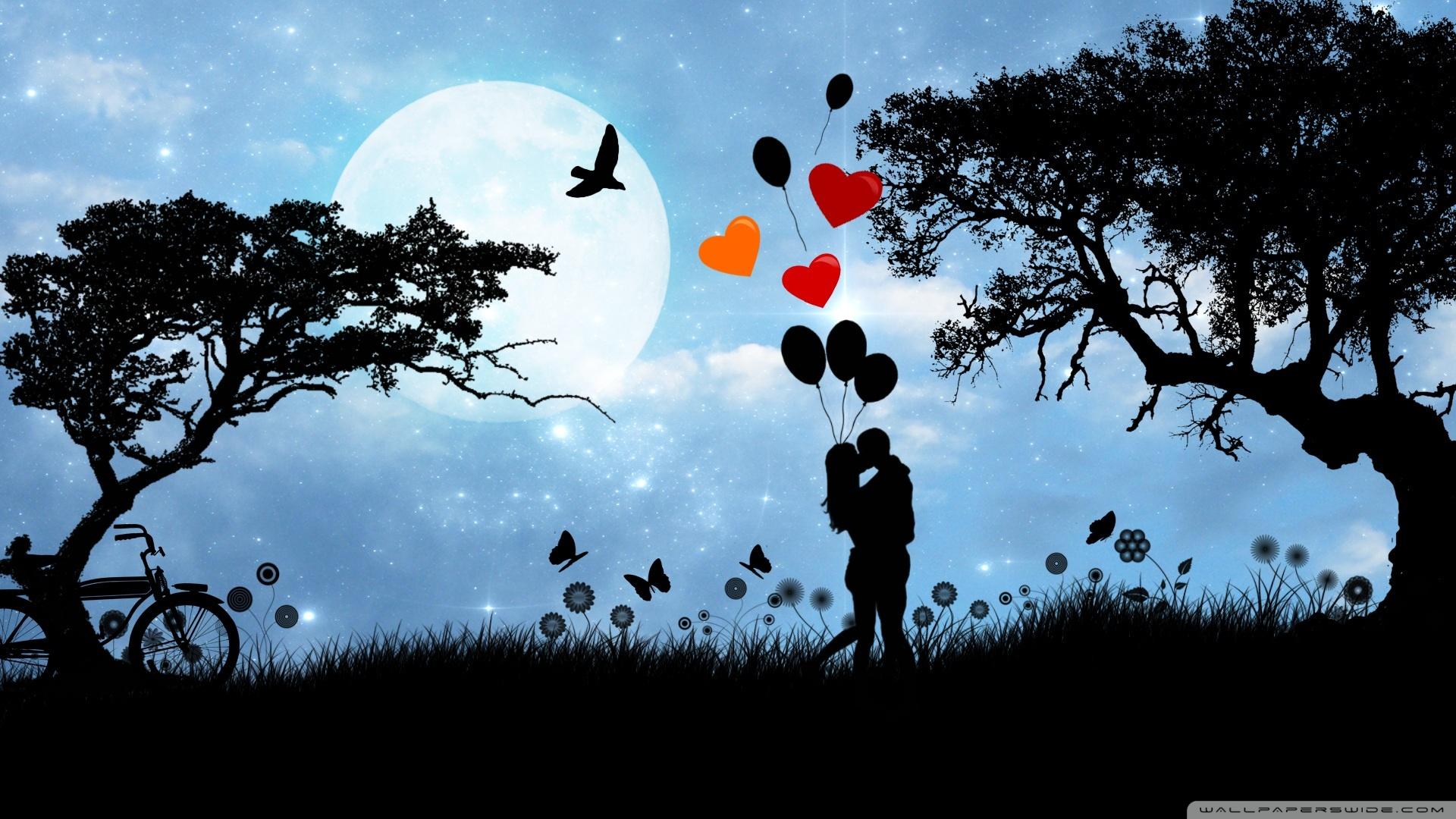 Valentine's Day Love Under The Moonlight Ultra HD Desktop