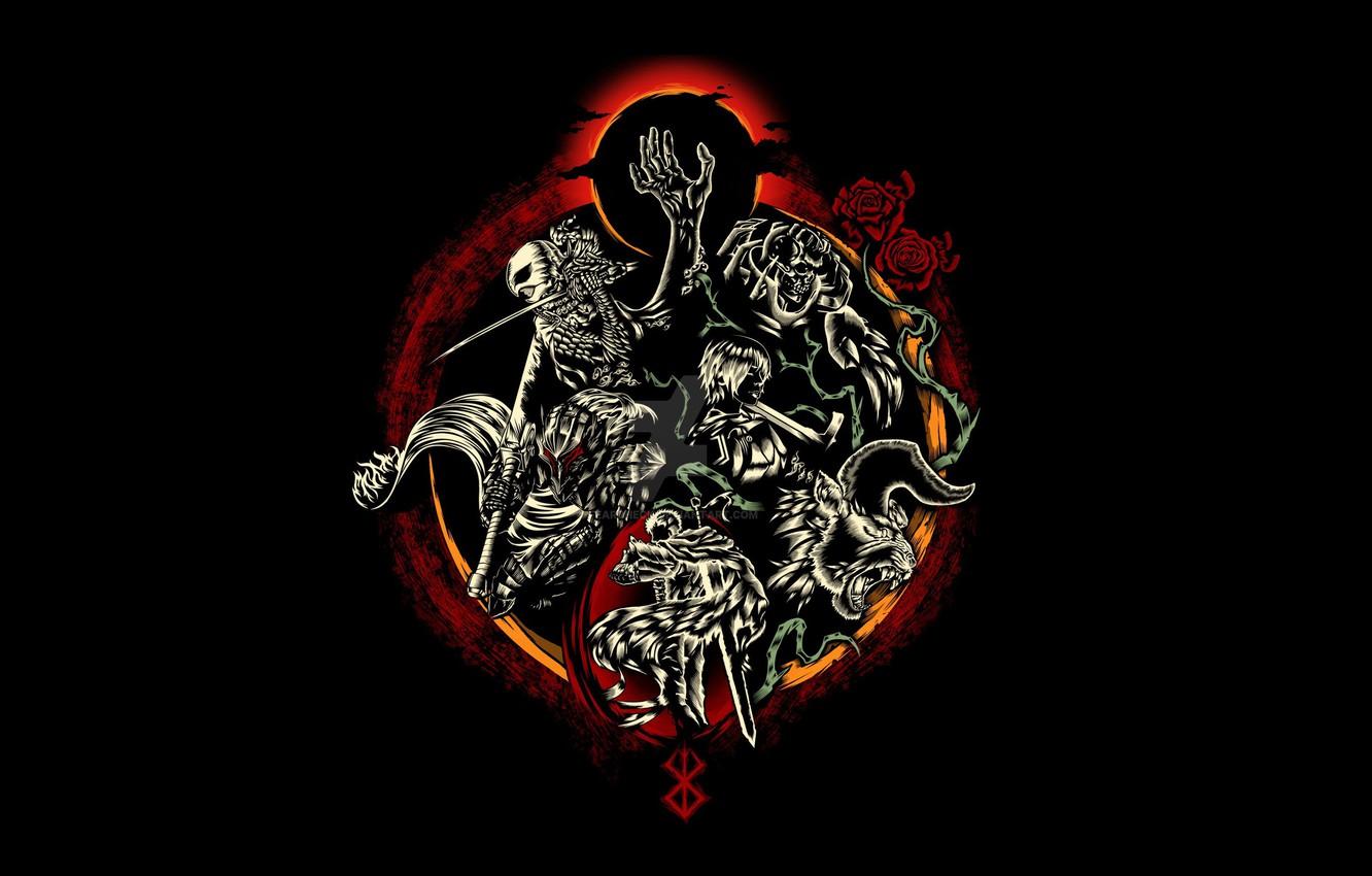 Wallpaper Minimalism, Anime, Art, Anime, Wallpaper, Berserk, Berserker, Minimalism, Action, The Wallpaper, Drama, Berserk, Berserk, Dark Fantasy, Fantasy Manga image for desktop, section прочее