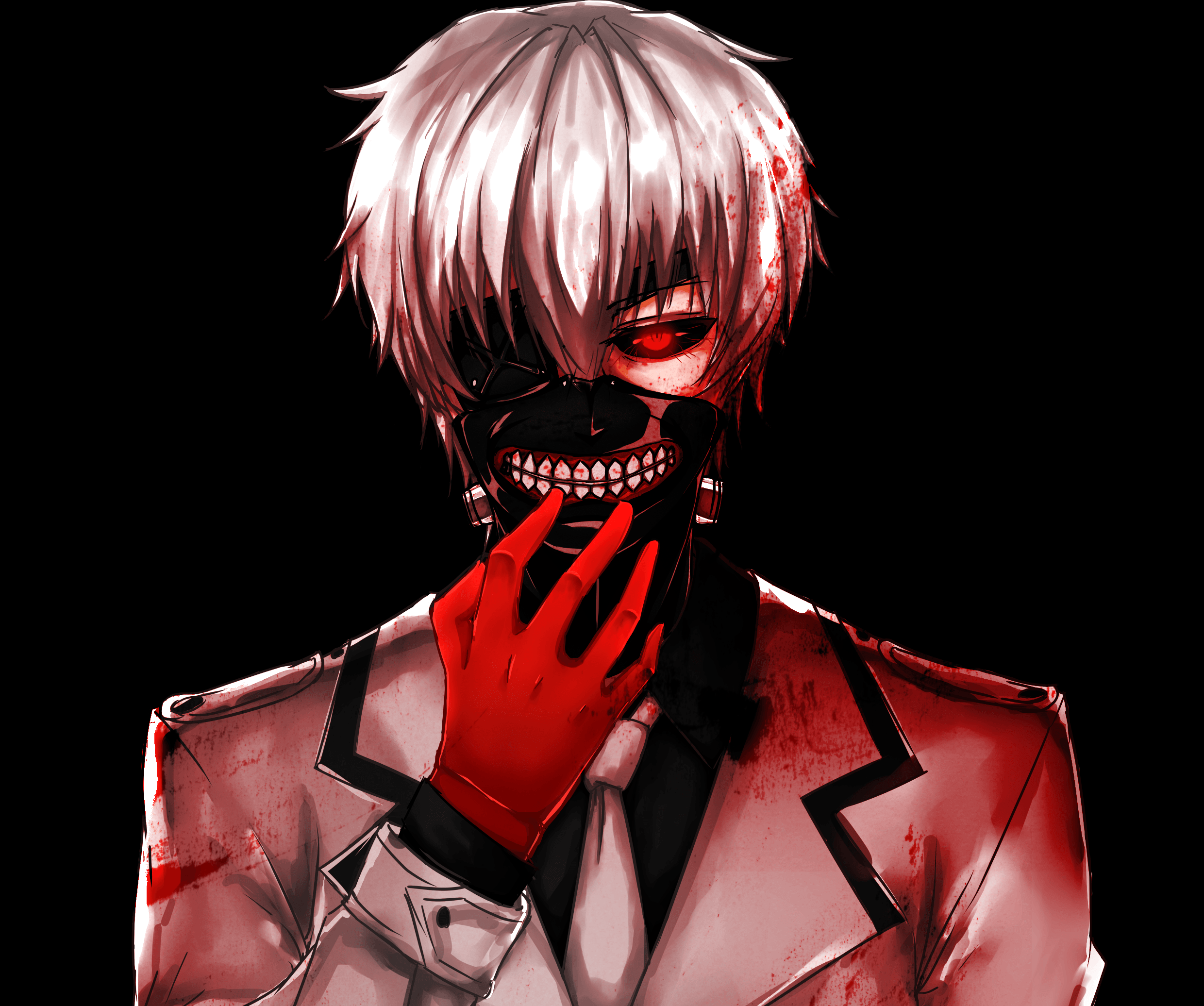 Mask, Blood, White Hair, Red Eyes, Boy, Tokyo Ghoul:re