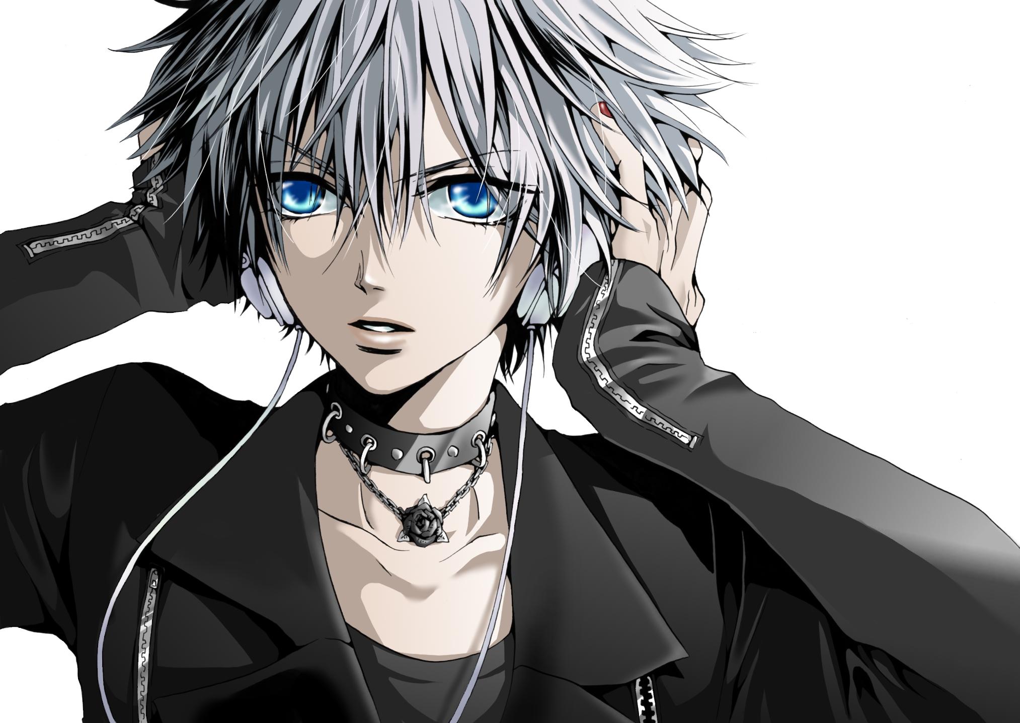 Wolf boy with white hairfur and bright blue eyes  starryai
