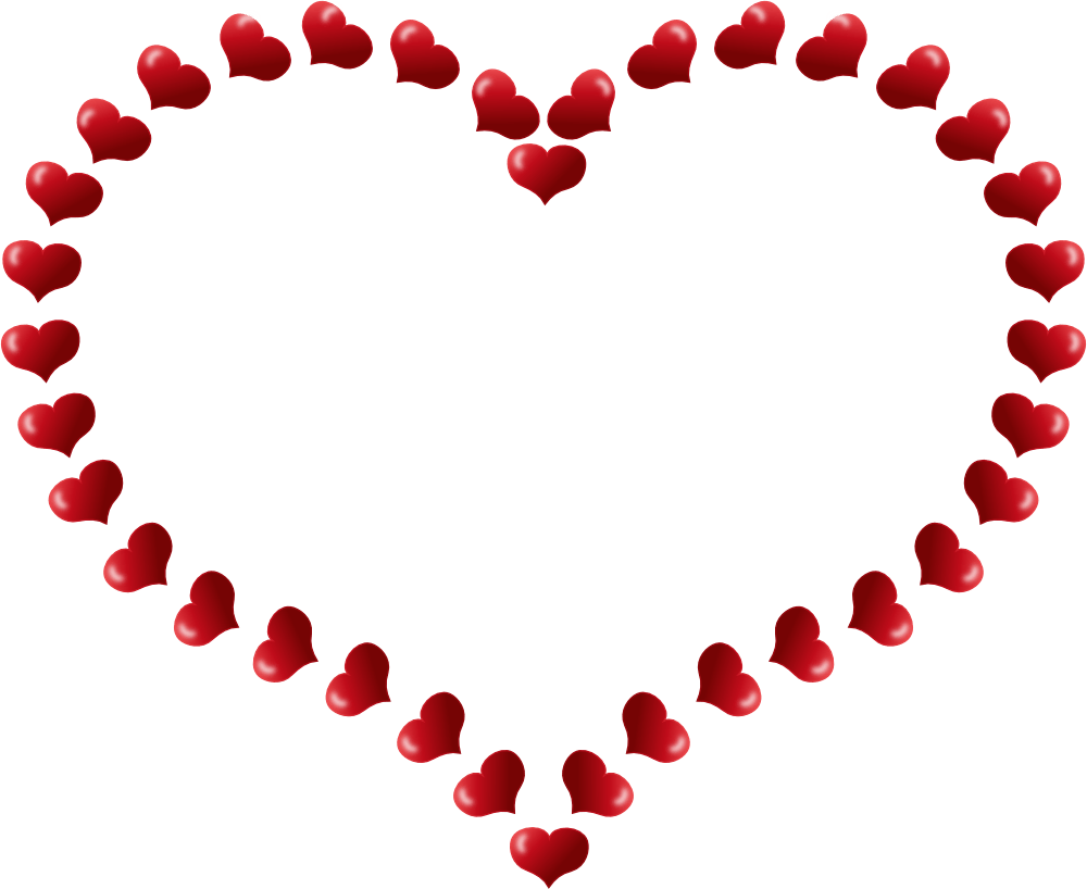 Red Heart Shaped Border with Little Hearts. Heart clip art