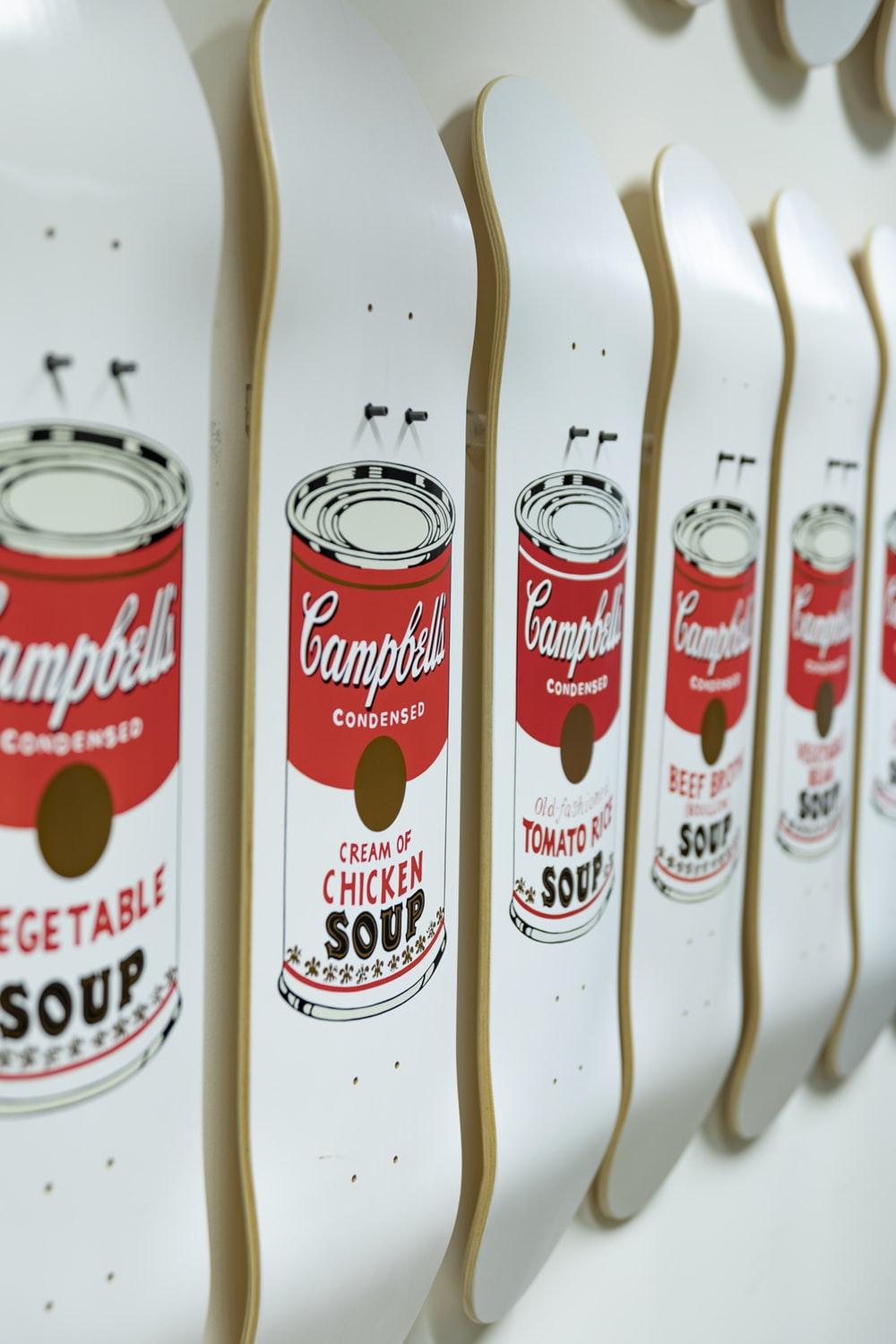White And Red Campbells Soup Can Graphic Skateboard Deck Lot