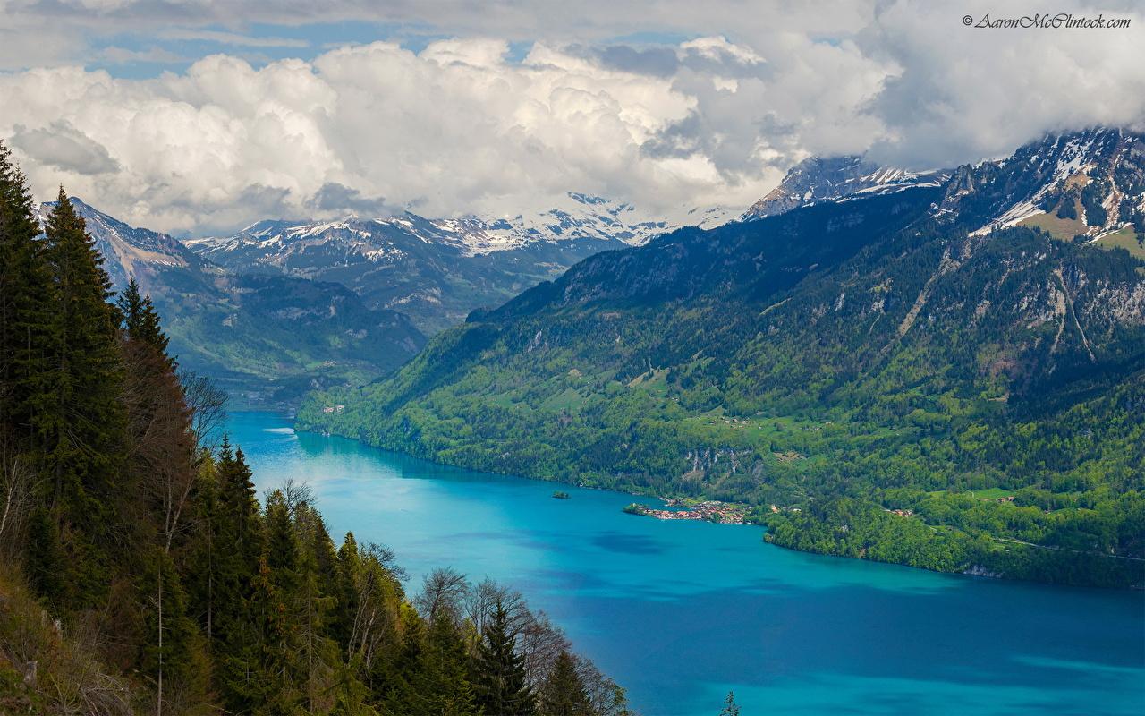 Image Switzerland Brienz Nature mountain Sky Lake Clouds