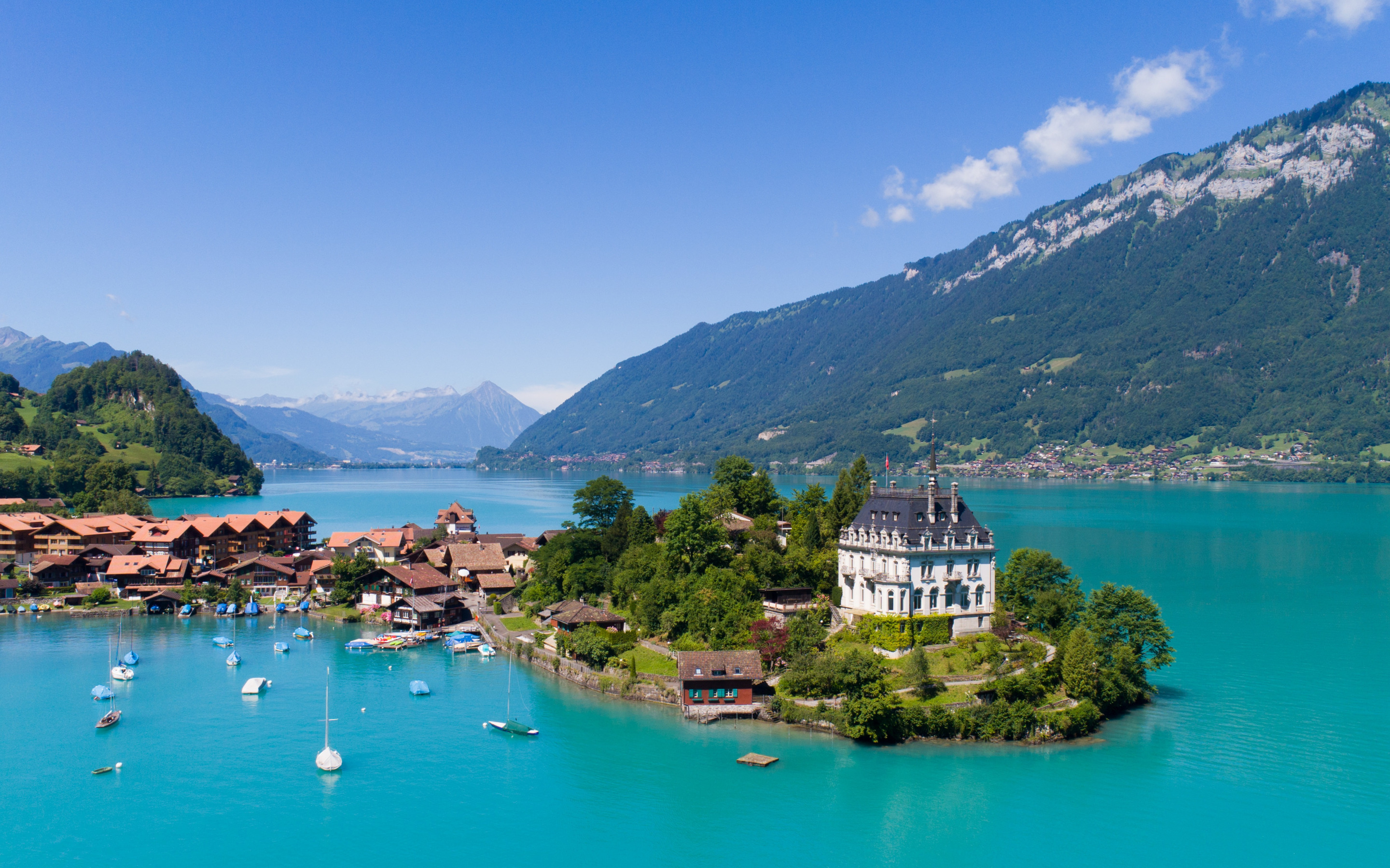 Download wallpaper Iseltwald, Lake Brienz, Bern