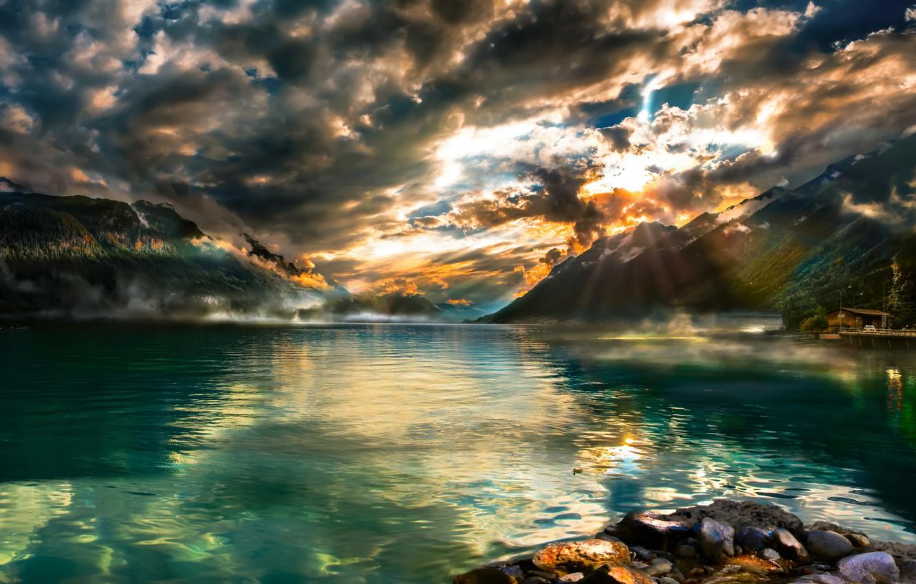 Wallpaper mountains, lake, Switzerland, Lake Brienz image