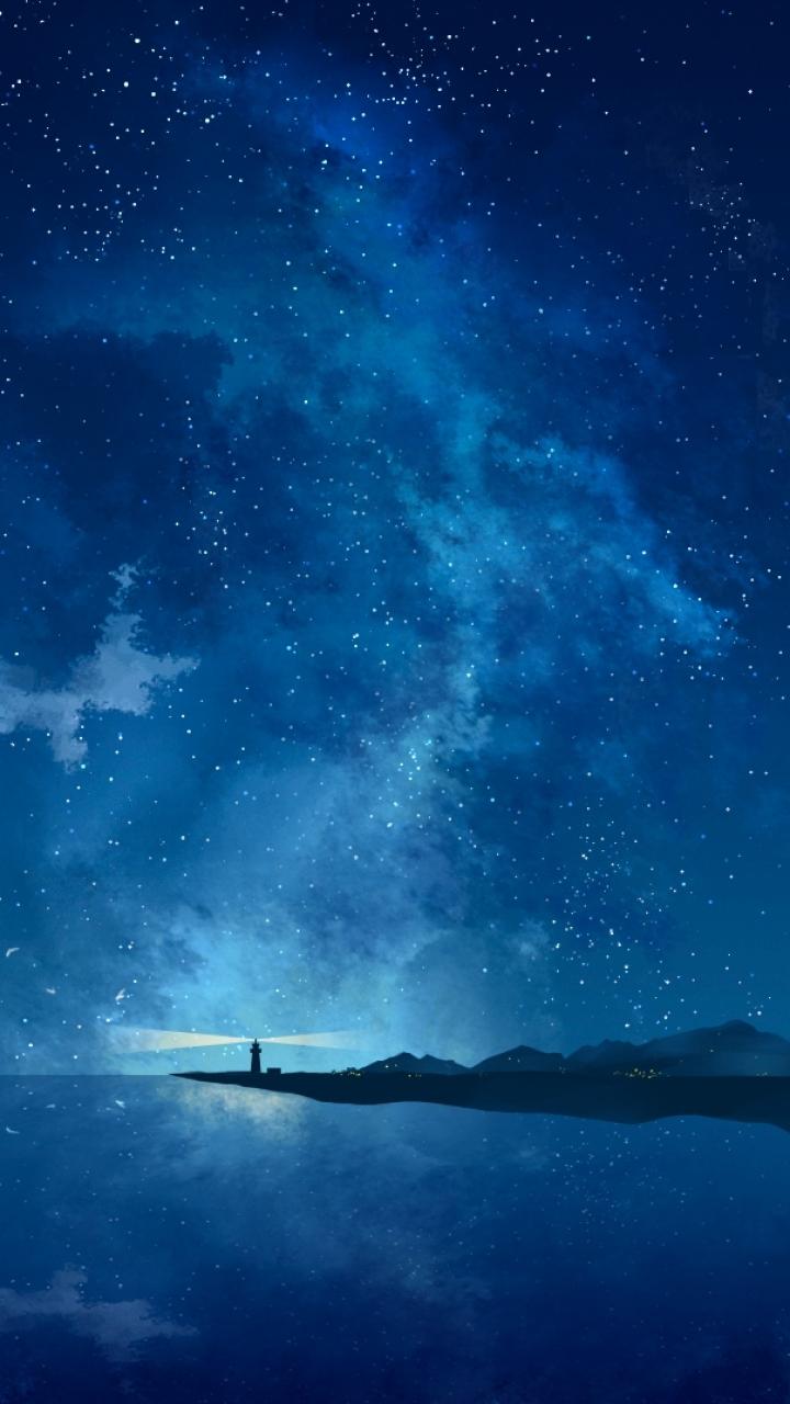 Anime Art Night Sky Scenery Wallpaper iPhone Phone 4K #1400f