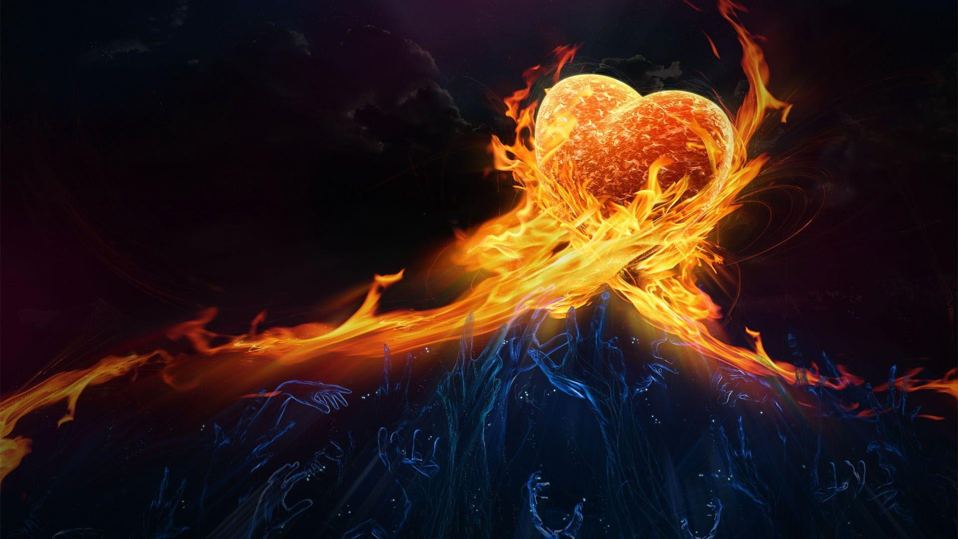desktop abstract background HD dowload. Fire heart, Heart