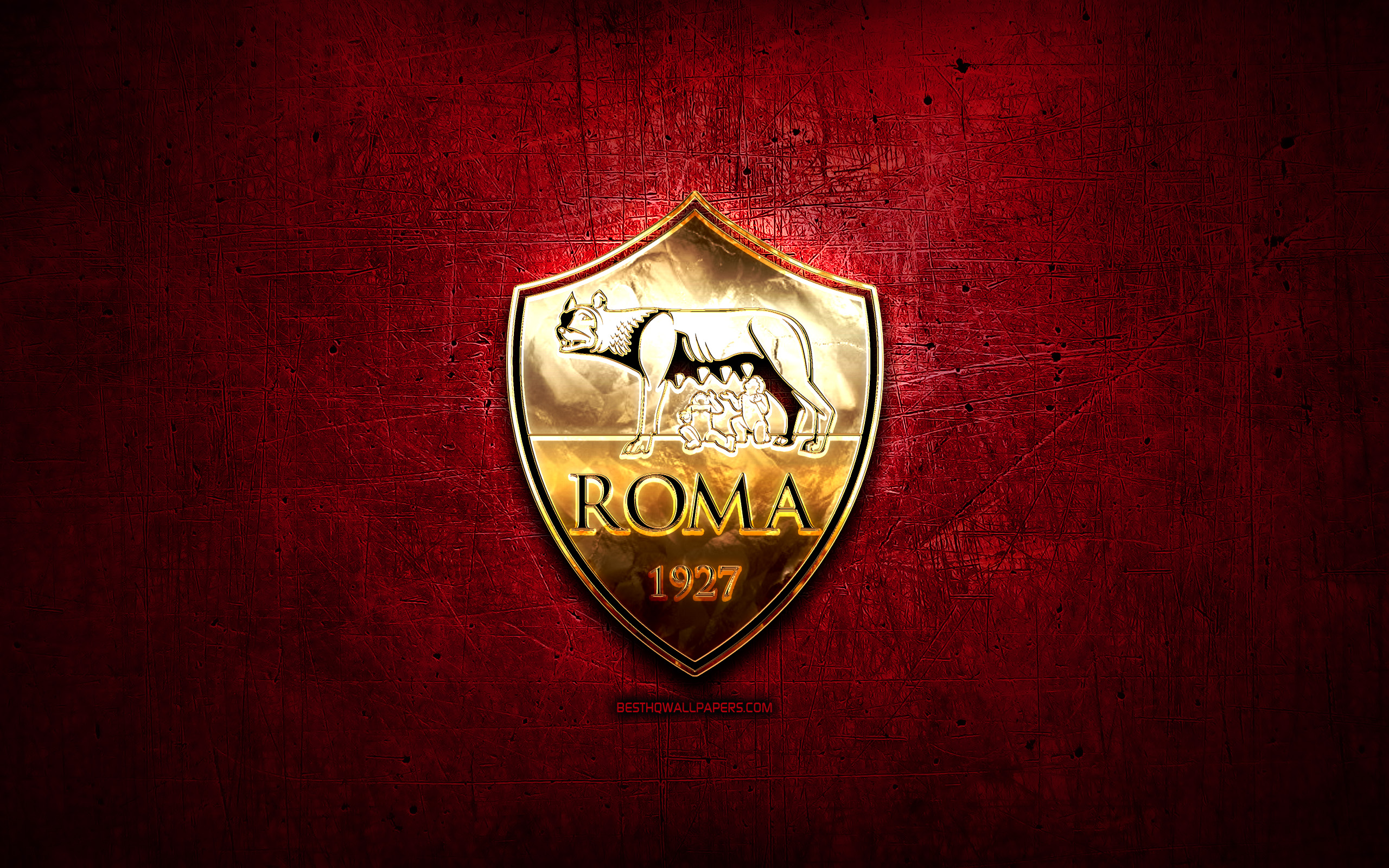 Download wallpaper AS Roma, golden logo, Serie A, purple