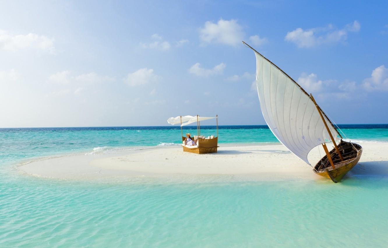 Wallpaper relax, girl, white, beach, sky, ocean, landscape