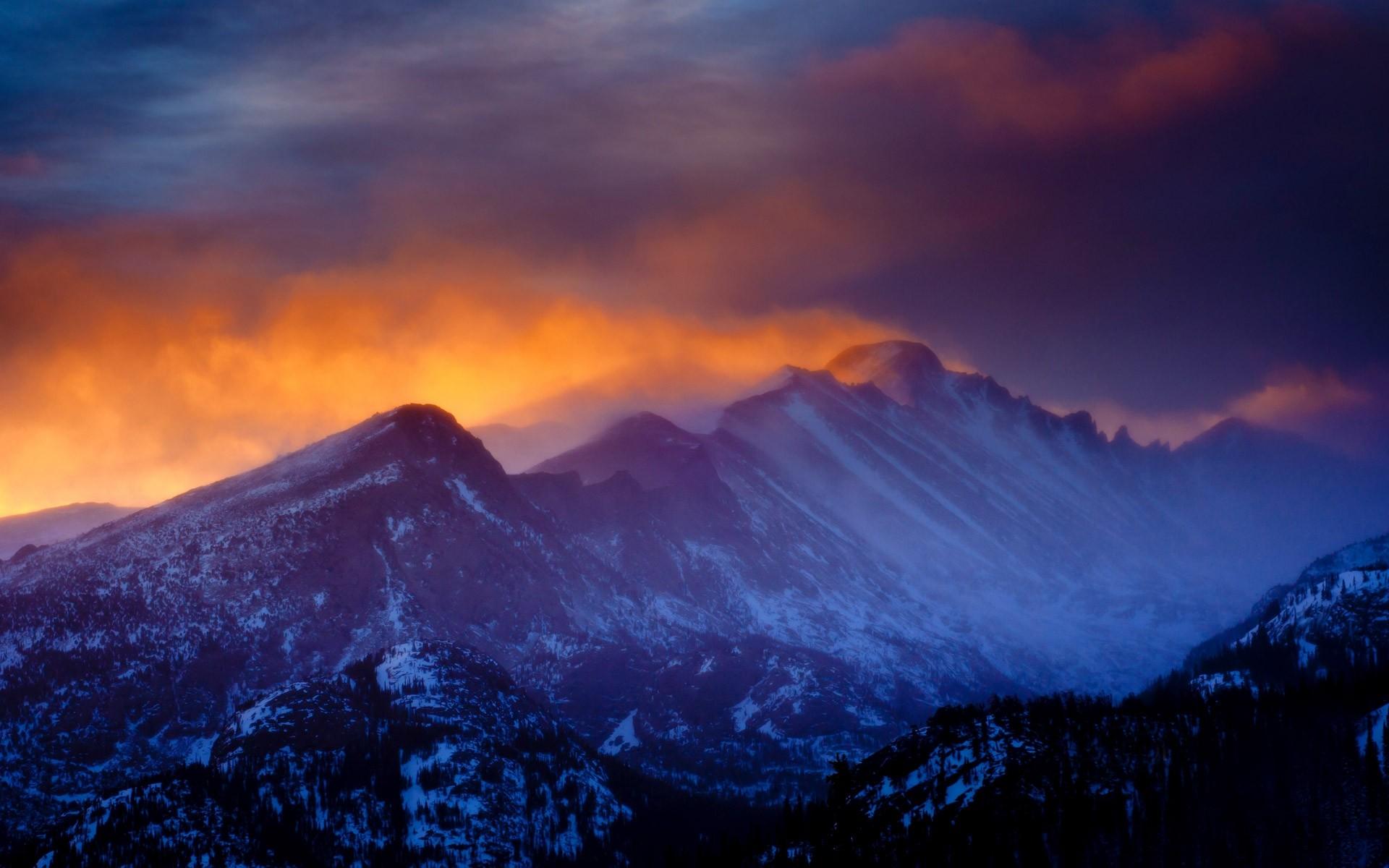 #mist, #sunset, #winter, #snowy peak, #Rocky
