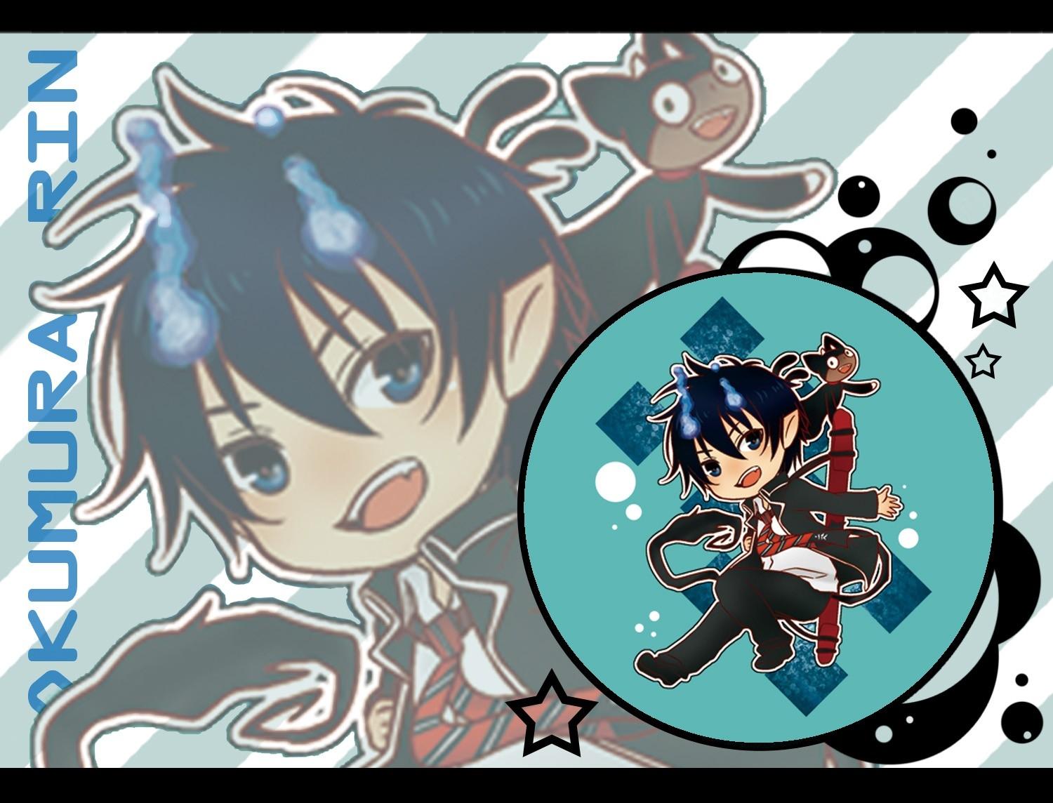 cats chibi anime anime boys ao no exorcist okumura rin kuro