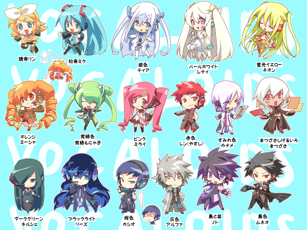 chibi group hatsune miku kagamine rin tagme vocaloid