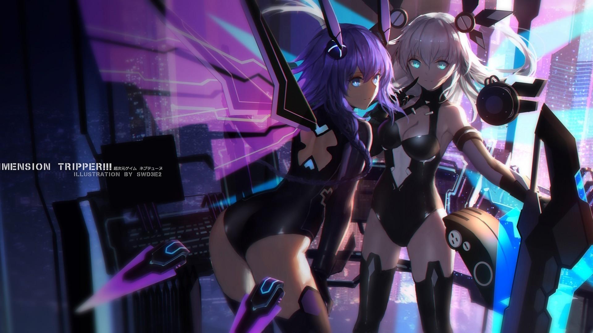Download 1920x1080 Anime Girls, Sci Fi, Bodysuit, Dark Theme