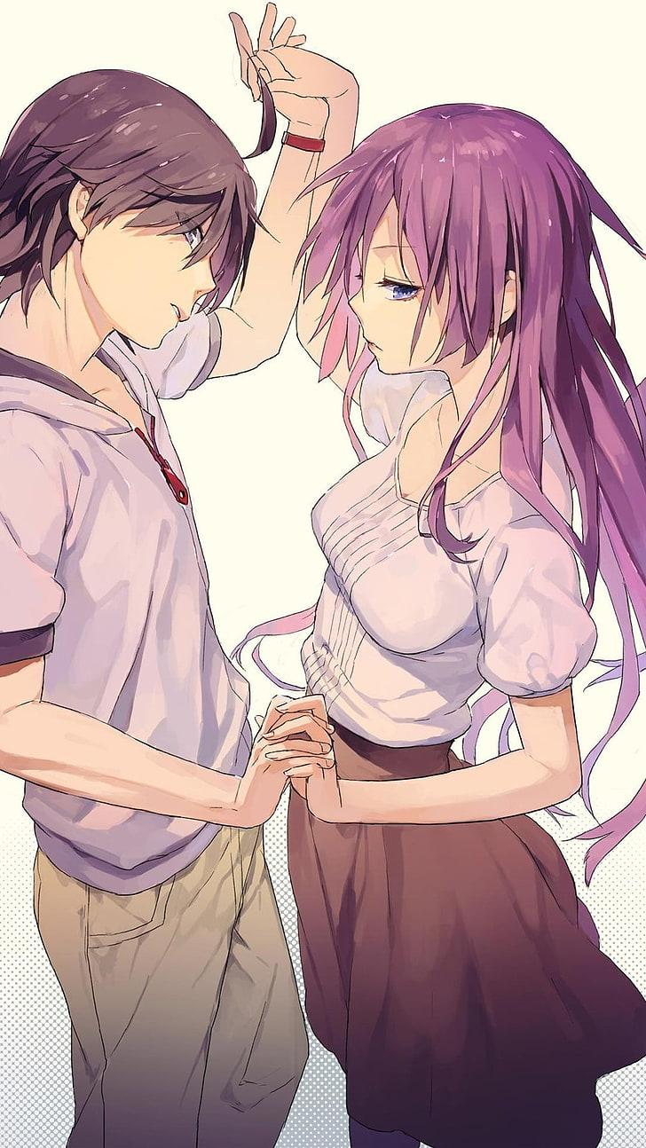 HD Wallpaper: Pink Haired Woman Anime, Monogatari Series