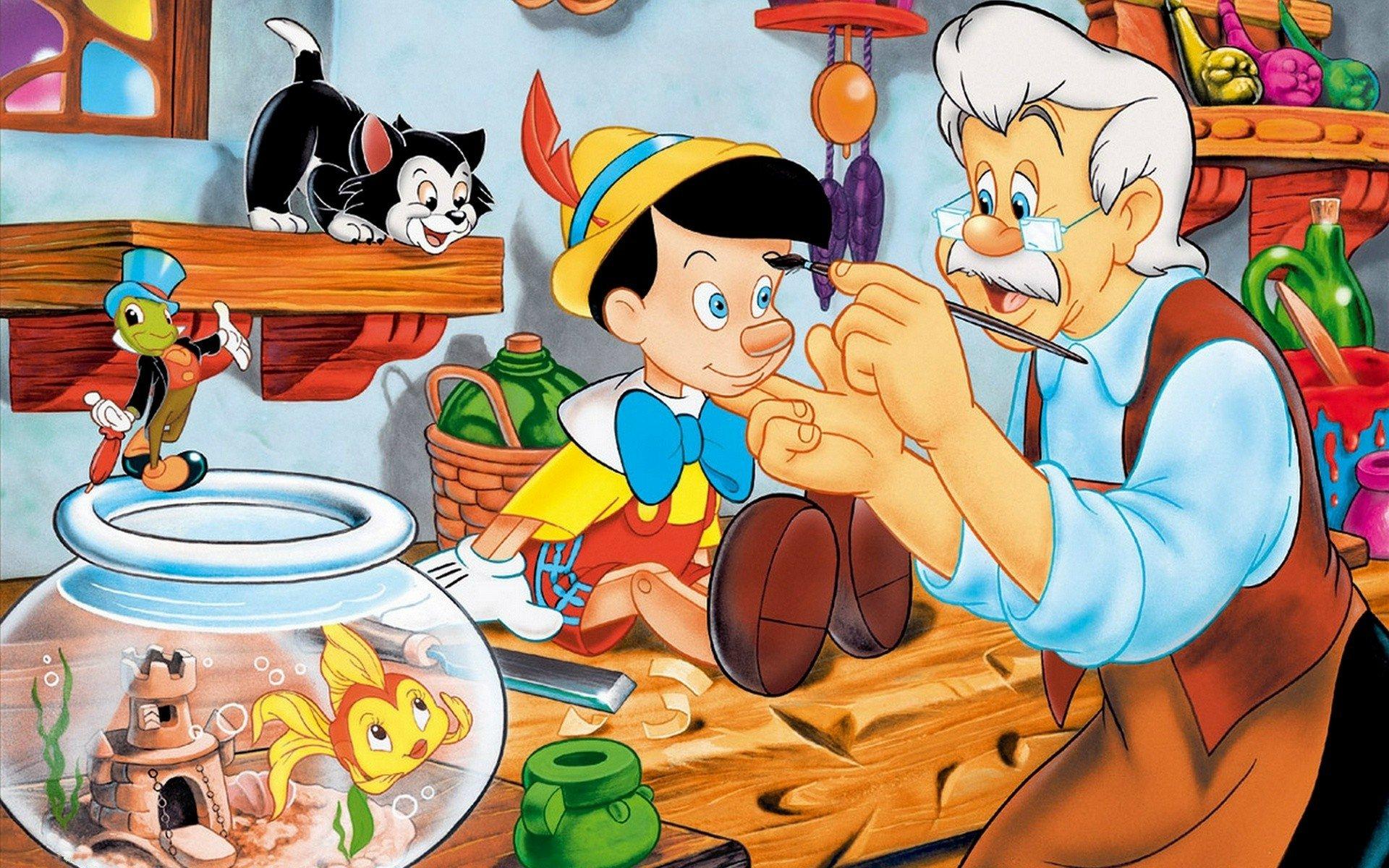 Pinocchio Geppetto And Jiminy Cricket Cartoon Walt Disney