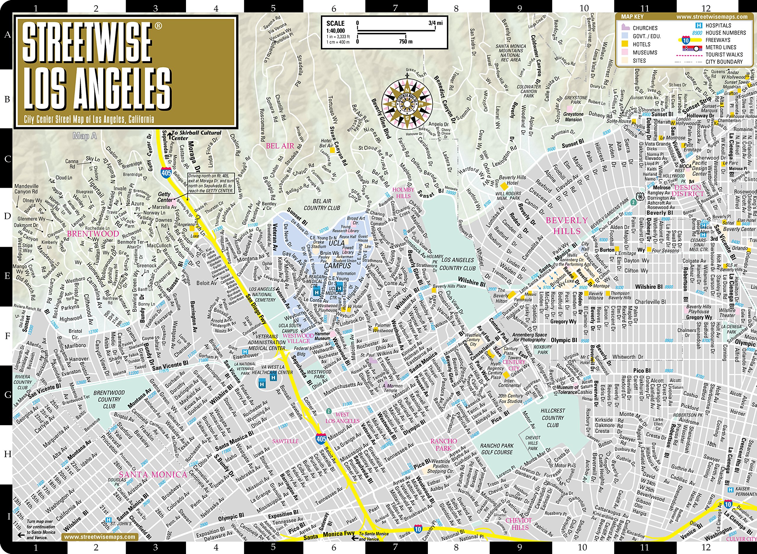 Streetwise Los Angeles Map City Center Street. Angeles Map 4k Desktop Wallpaper
