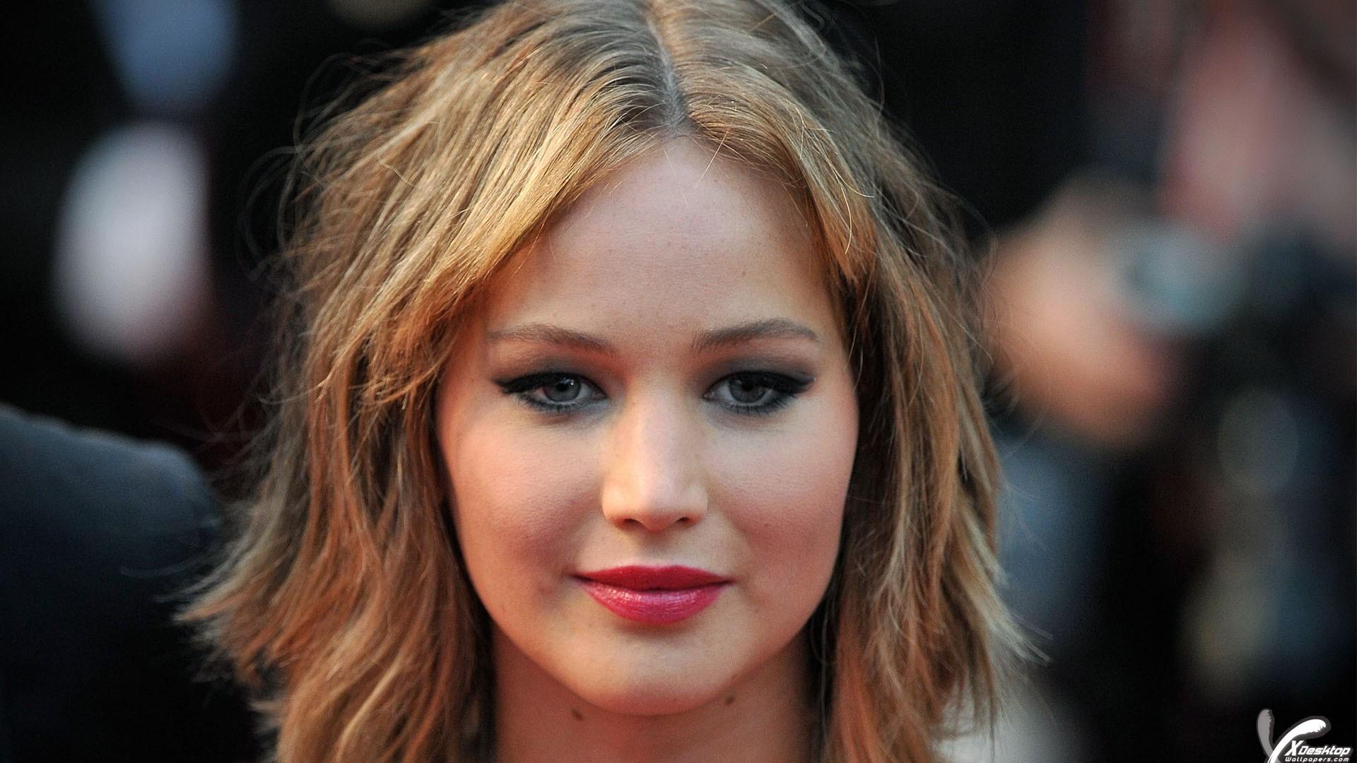 Jennifer Lawrence Face Closeup Red Lips Wallpaper