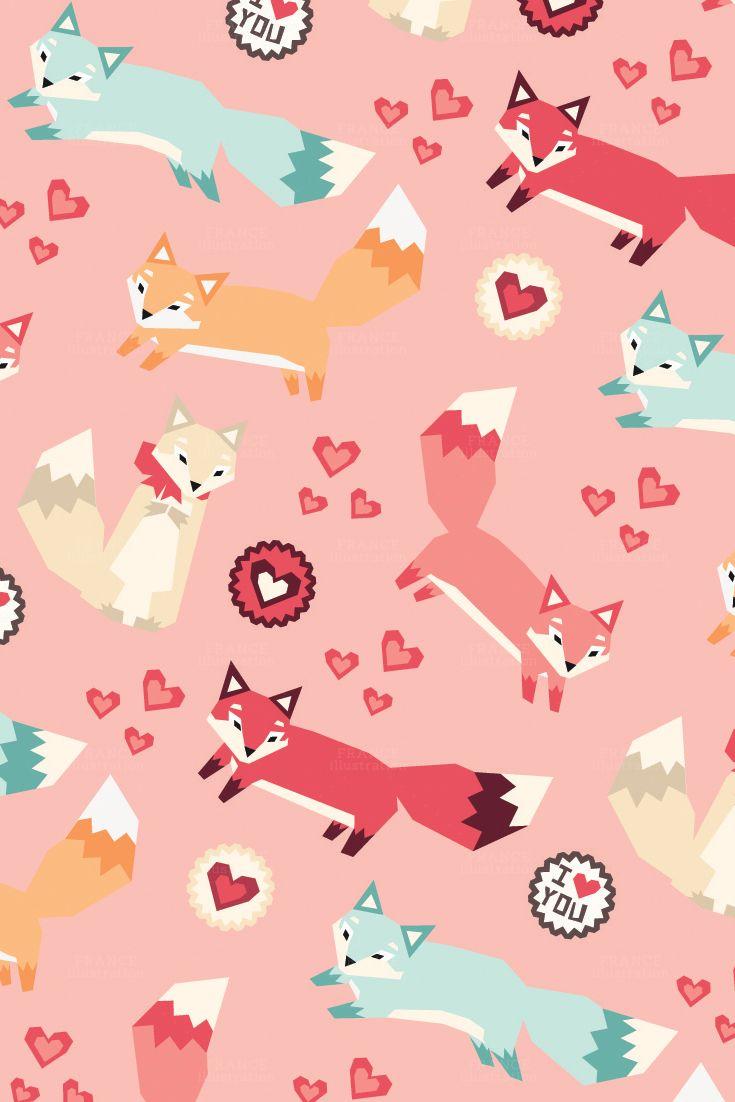 99c SALE! Fox Cupcake Paper. Fox + Hearts Romance. Cupcake Digital