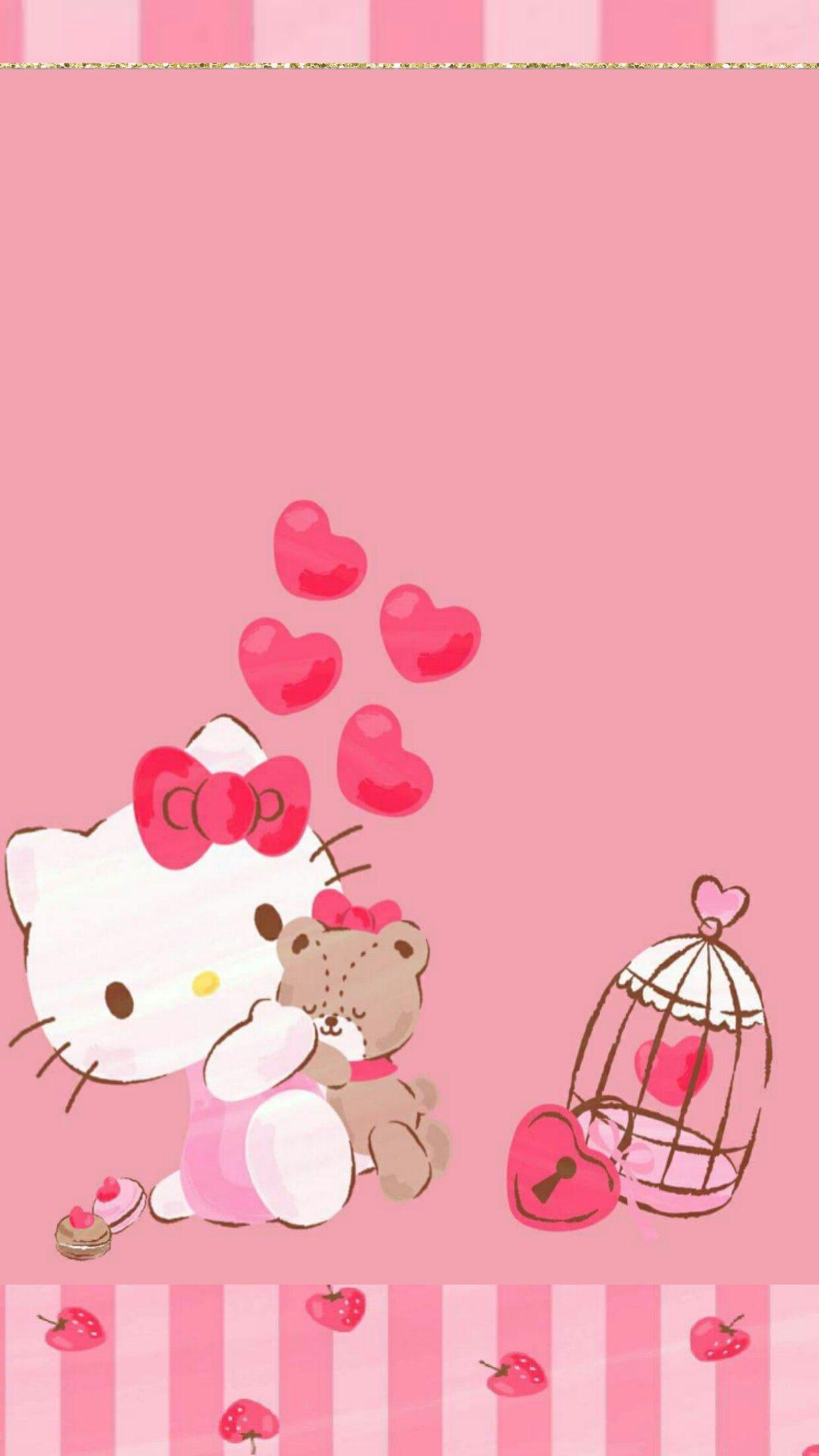 iPhone Wall: Valentine's Day tjn. Hello kitty background, Hello kitty wallpaper, Hello kitty picture