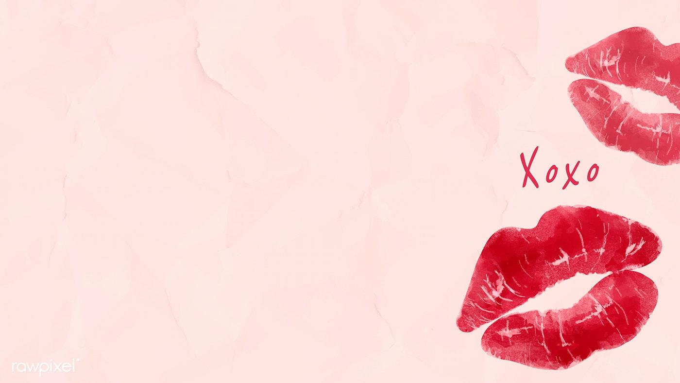 Download premium vector of Red lipstick kiss on wrinkled paper backgrounds