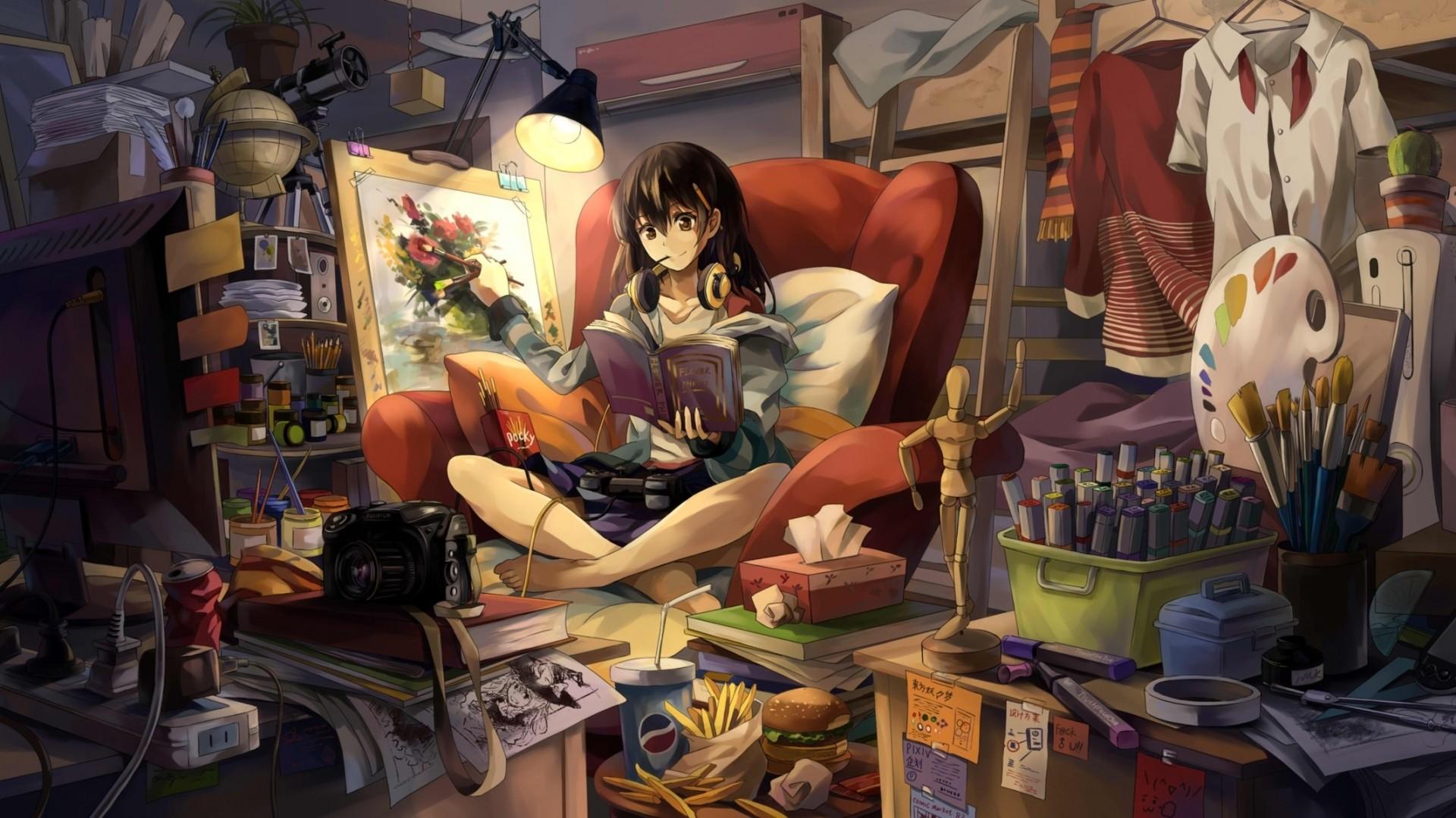 Anime girl gamer wallpaper