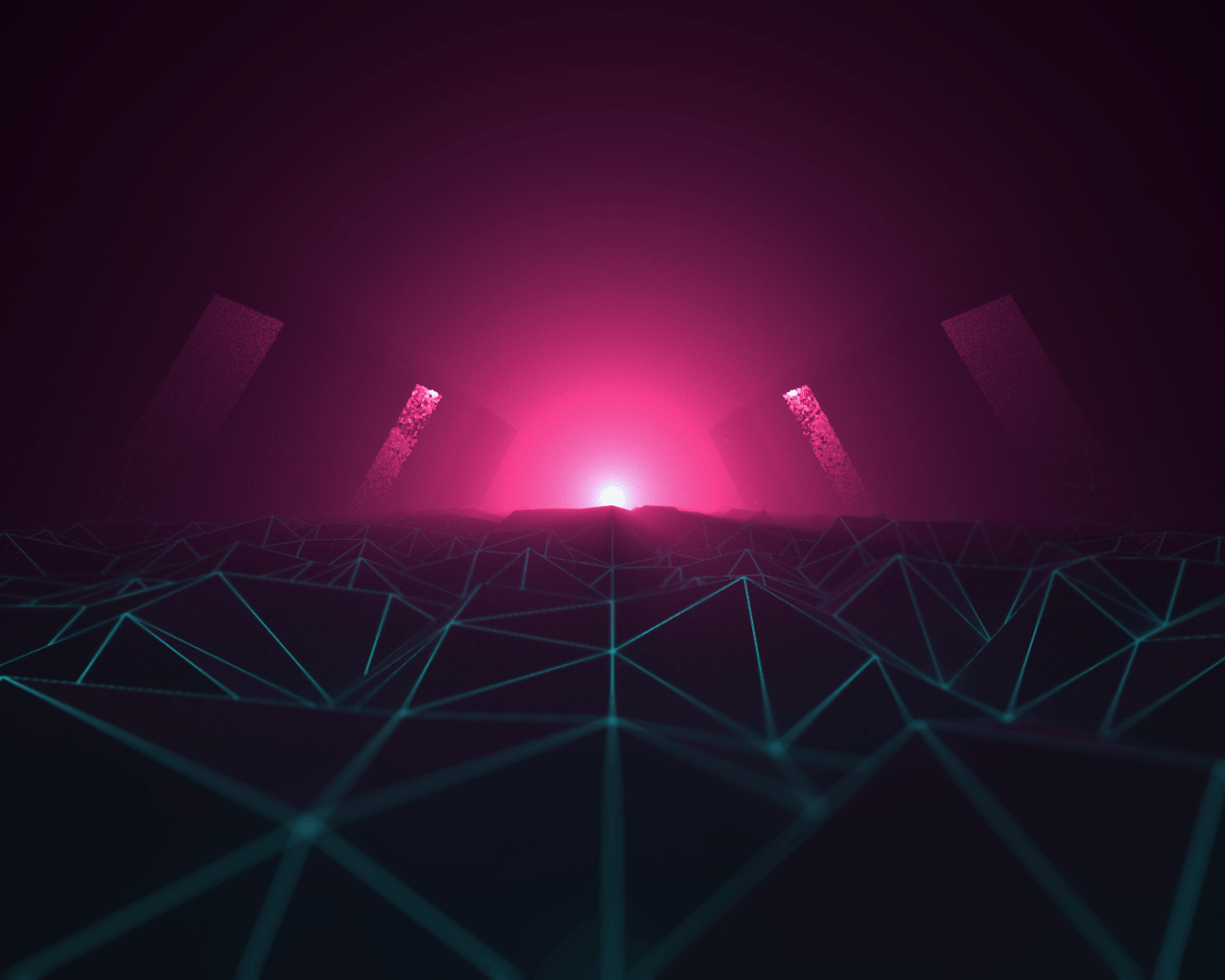 Download 1280x1024 Synthwave, Retro Wave, Neon Light, Path