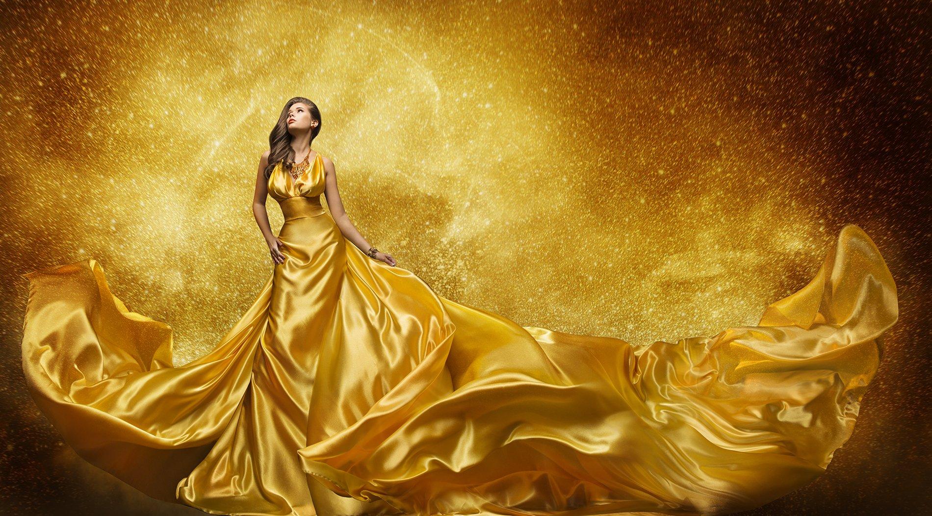 Girl with the Golden Dress Wallpaper and Background Imagex1052