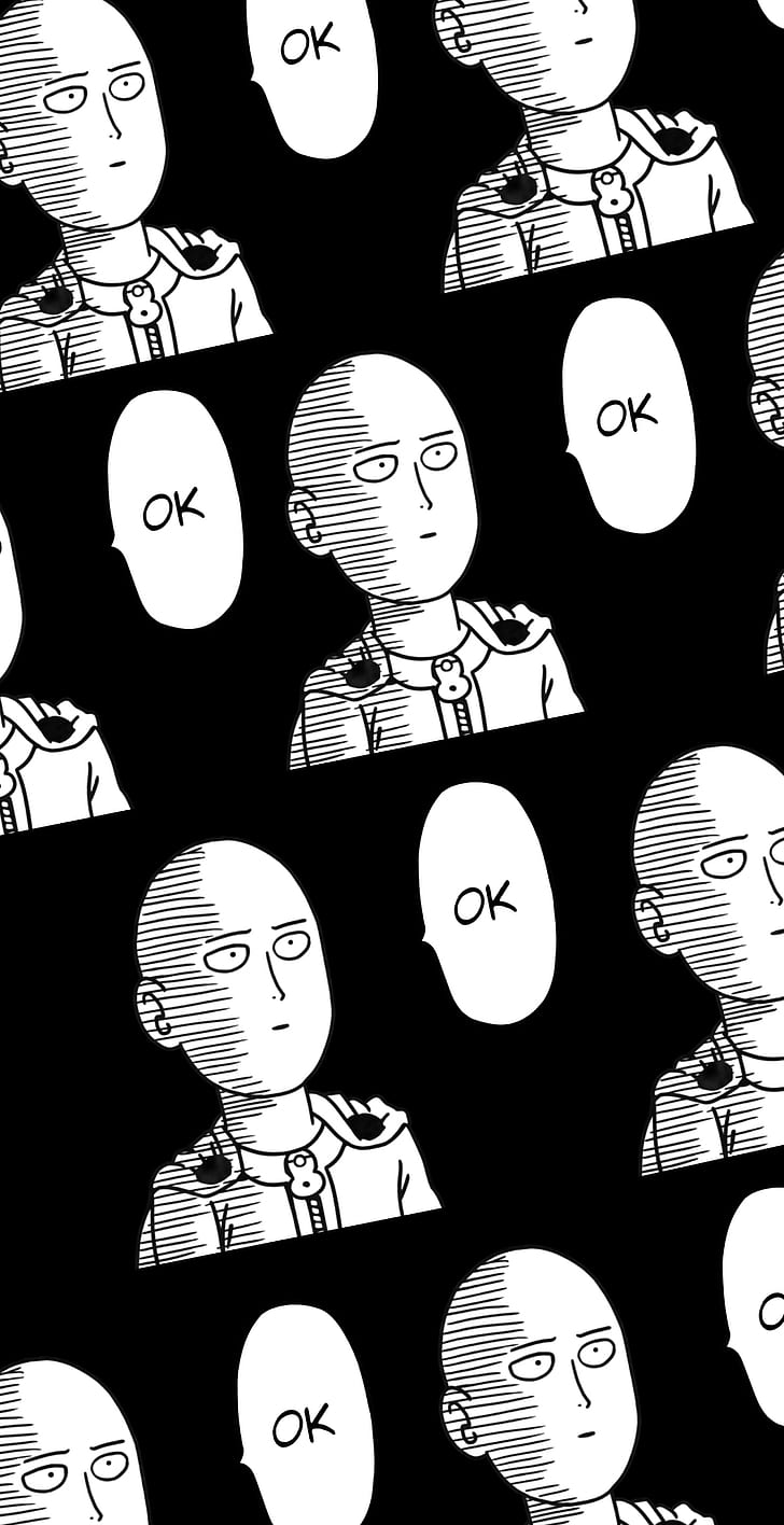 Saitama with Ok text overlay One-Punch Man #Saitama #1080P #wallpaper  #hdwallpaper #deskto…