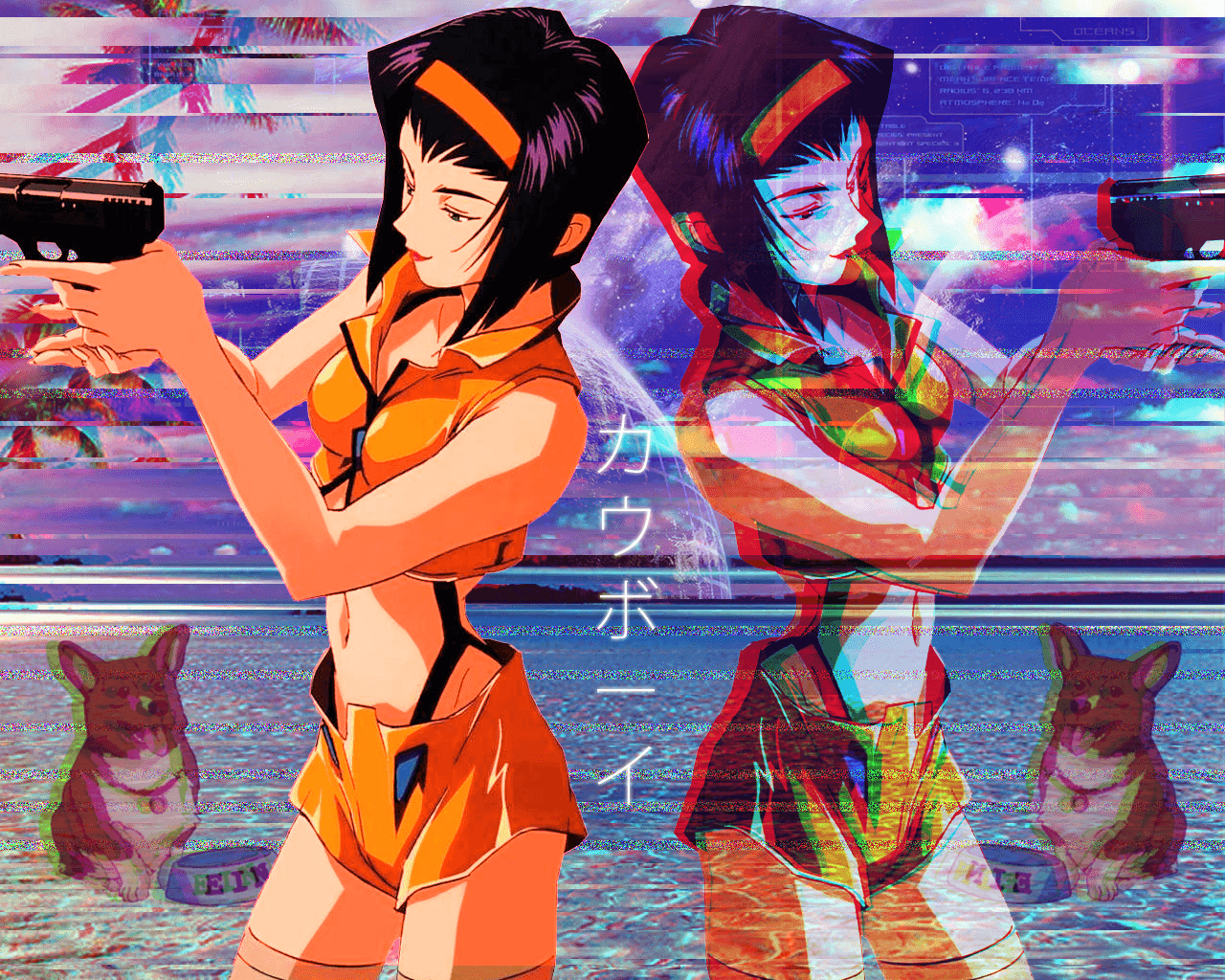 Glitch Art Vaporwave Anime