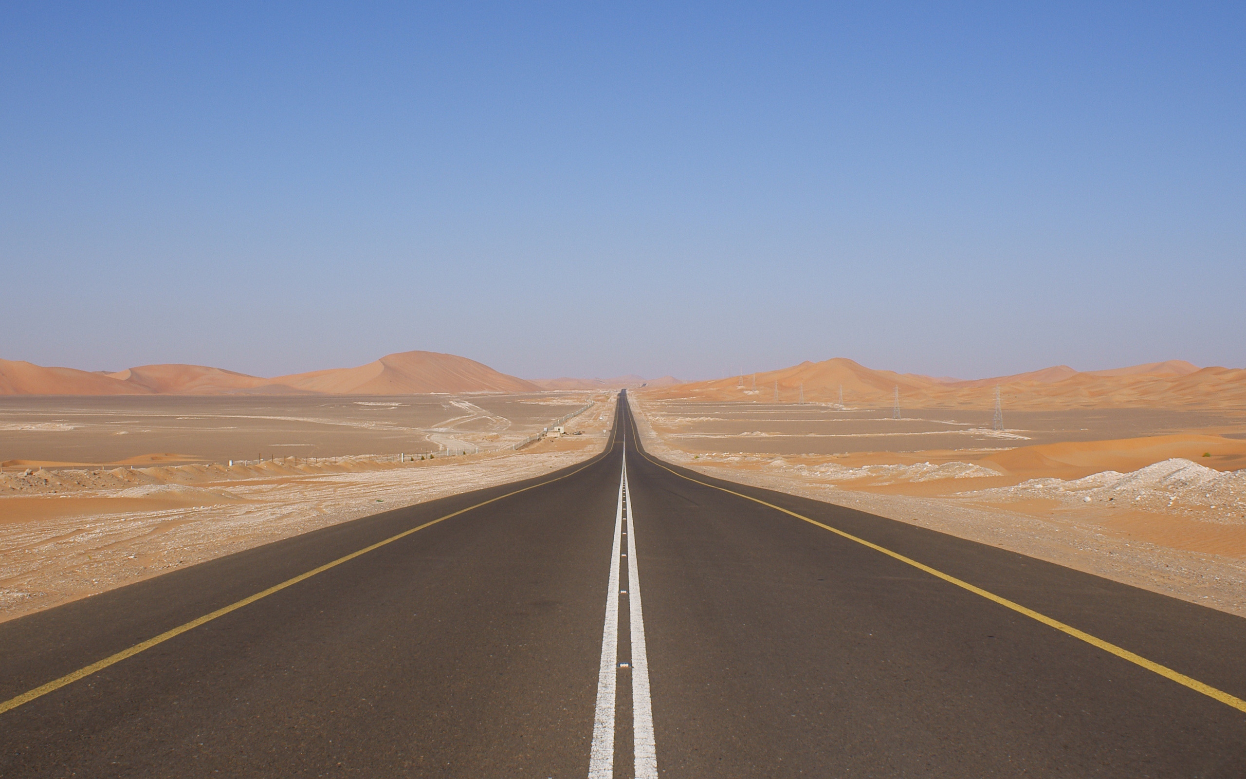 Download wallpaper 2560x1600 desert, road, marking HD background