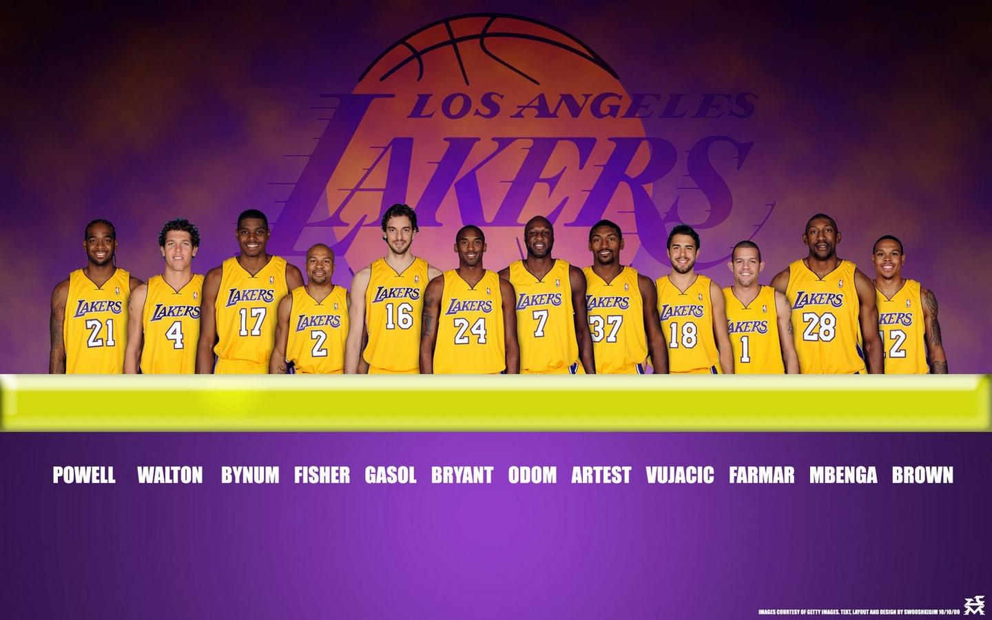 Download wallpaper 1440x900 team, players, lakers